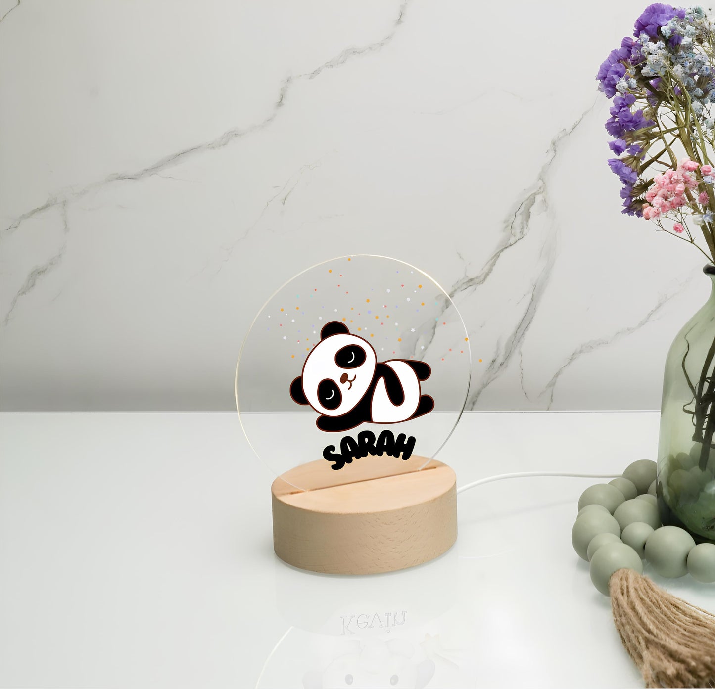 Personalized Panda LED Night Light: Custom Nursery Decor