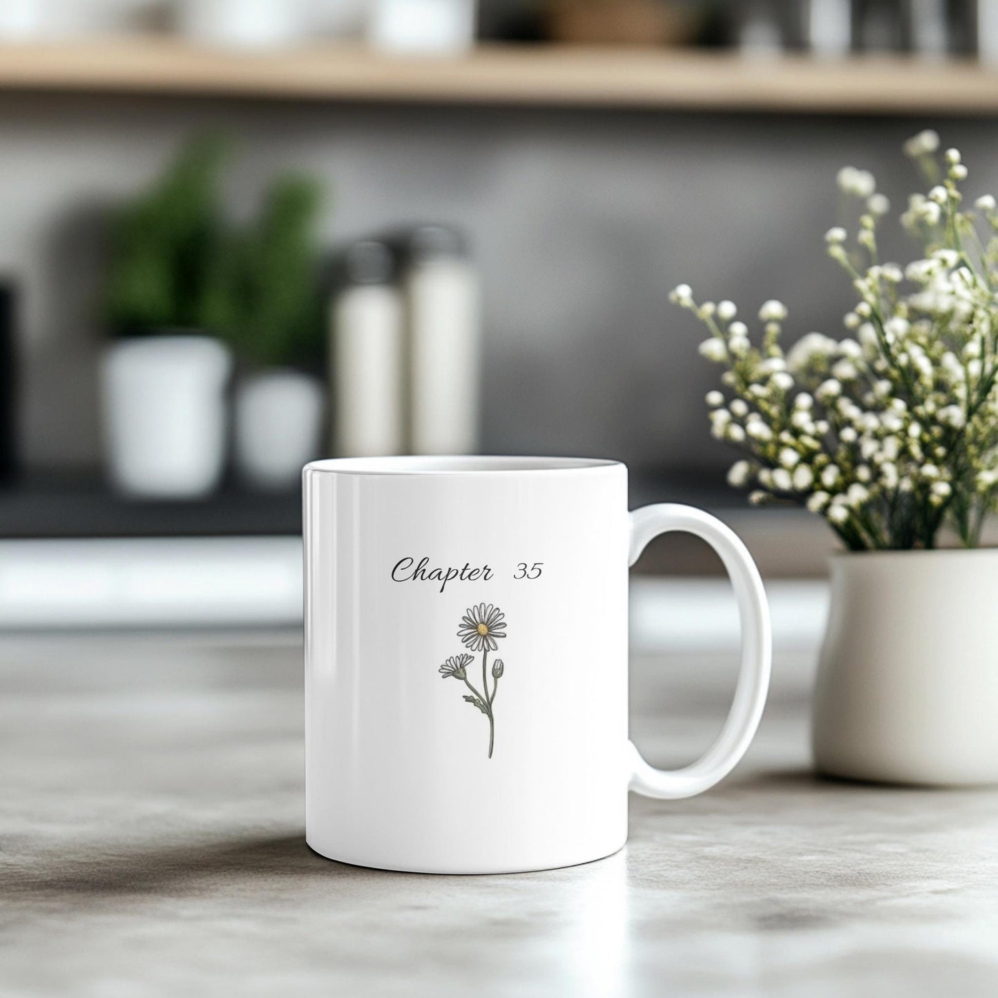 Chapter 35 Floral Birthday Mug, Custom Birth Month Flower Gift, Personalized 35th Birthday Cup, Birthday Gift for Her