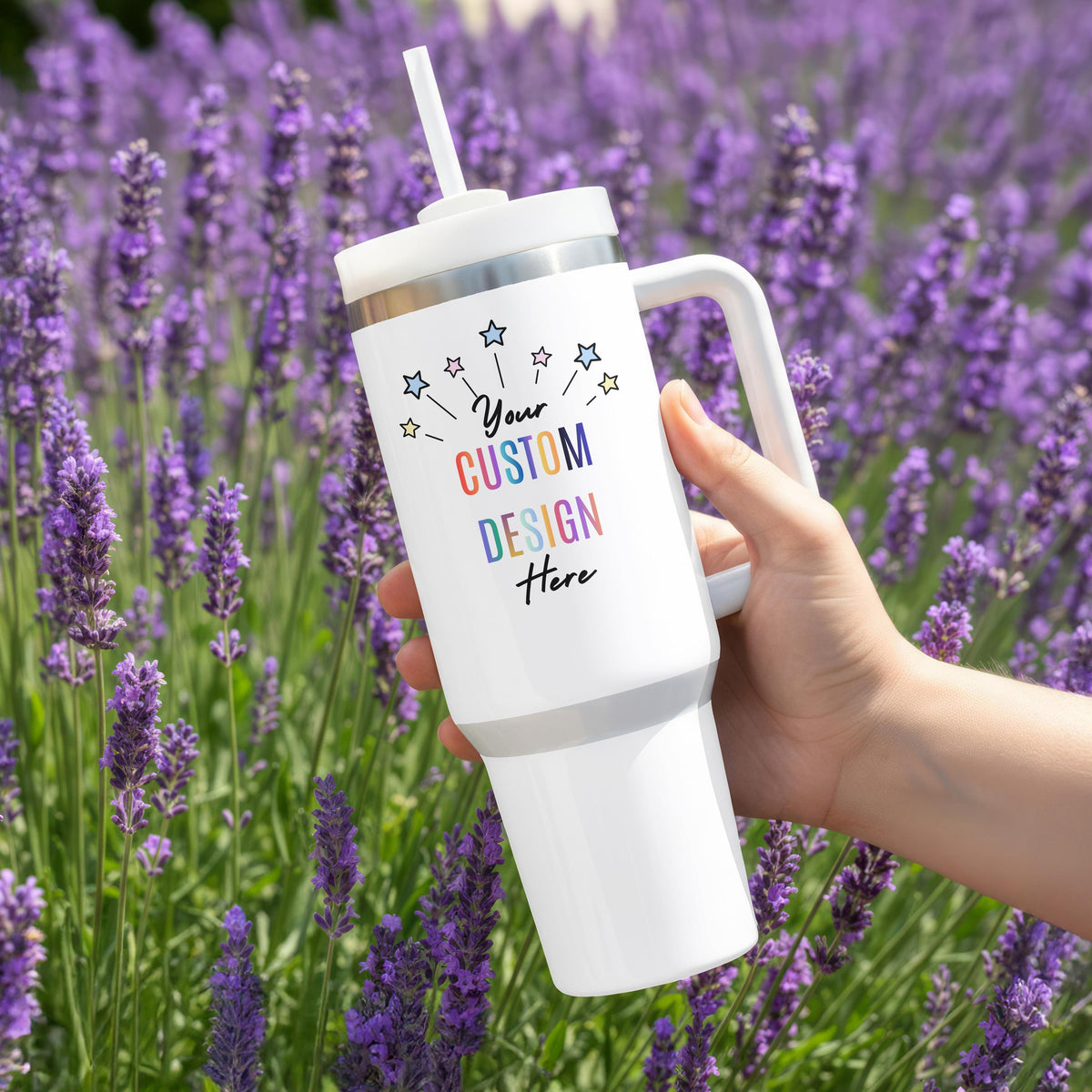 Personalized 40oz Tumbler with Handle, Custom Name Travel Mug, Insulated Tumbler for Women