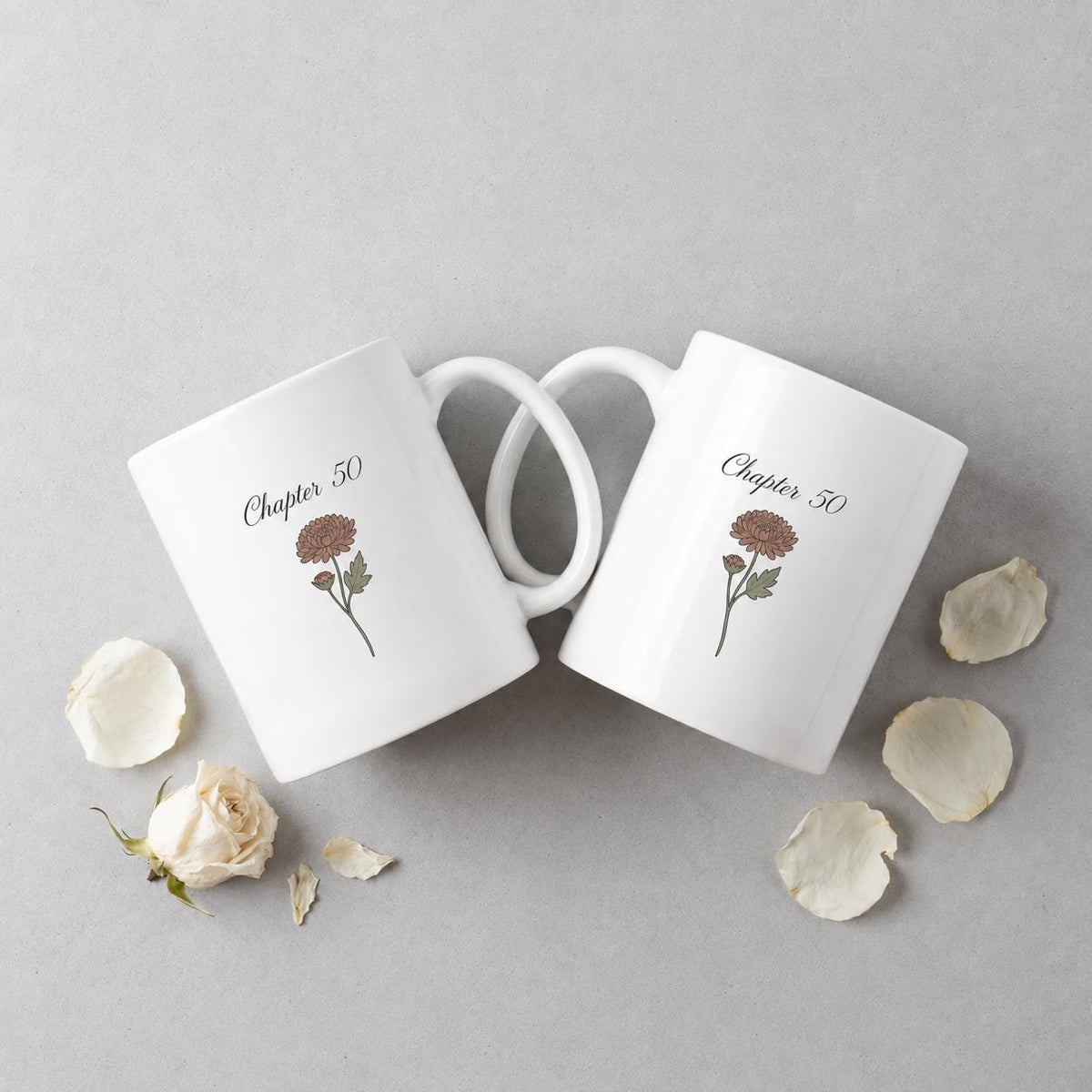 Chapter 50 Floral Birthday Mug, Custom Birth Month Flower Gift, Personalized 50th Birthday Cup, Birthday Gift for Her