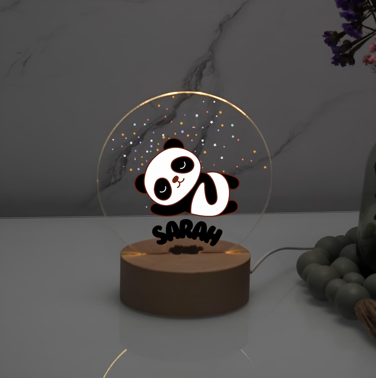 Personalized Panda LED Night Light: Custom Nursery Decor