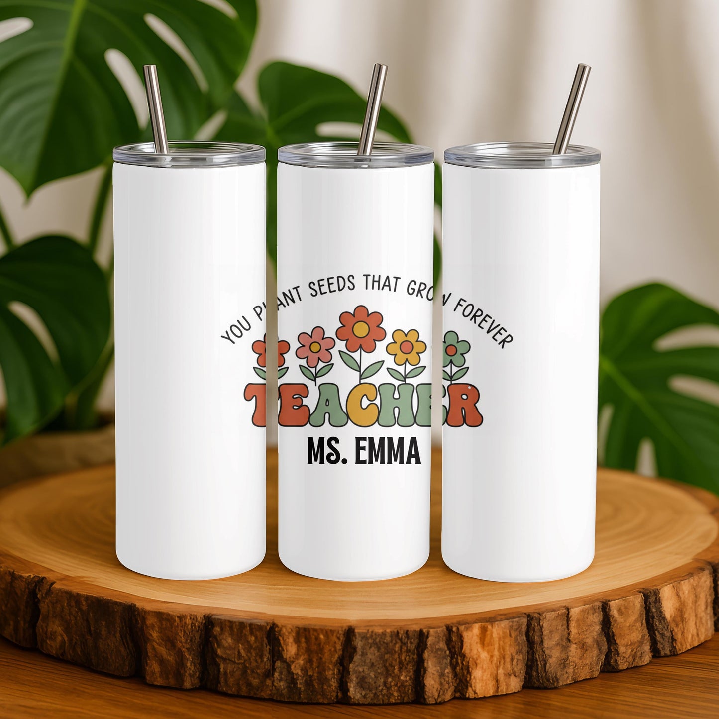 Personalized Teacher Tumbler, Custom Name Gift for Her, 20oz Skinny Tumbler, Back to School Gift