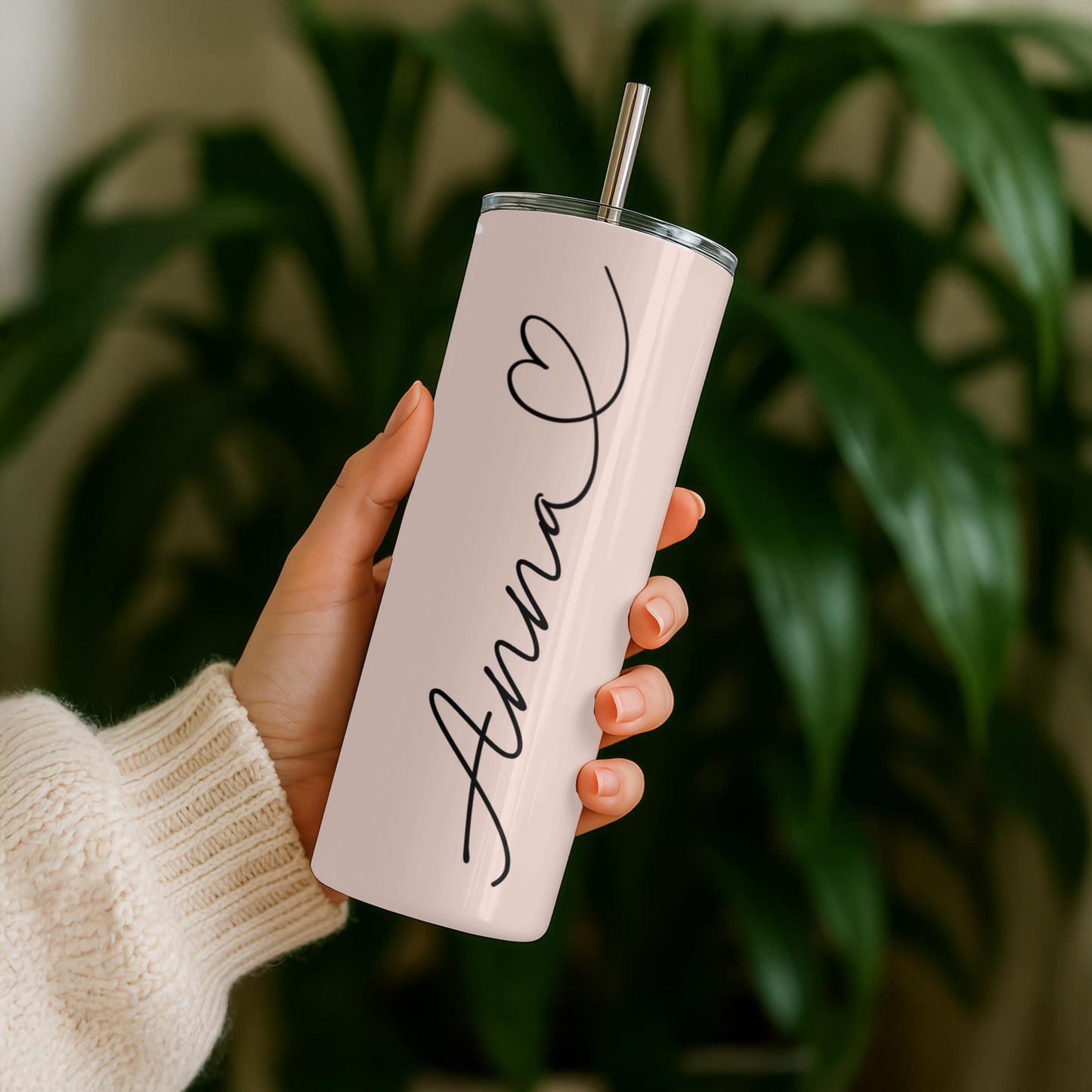 Personalized Daisy Tumbler with Name, Boho Floral 20oz Skinny Tumbler, Gift for Her, Bridesmaid Proposal Gift