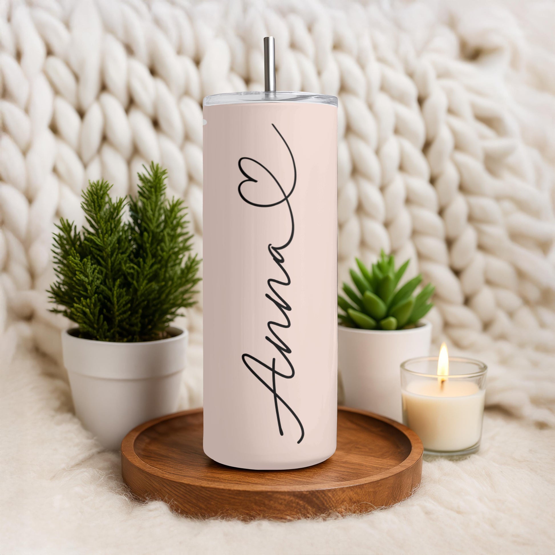 Personalized Daisy Tumbler with Name, Boho Floral 20oz Skinny Tumbler, Gift for Her, Bridesmaid Proposal Gift