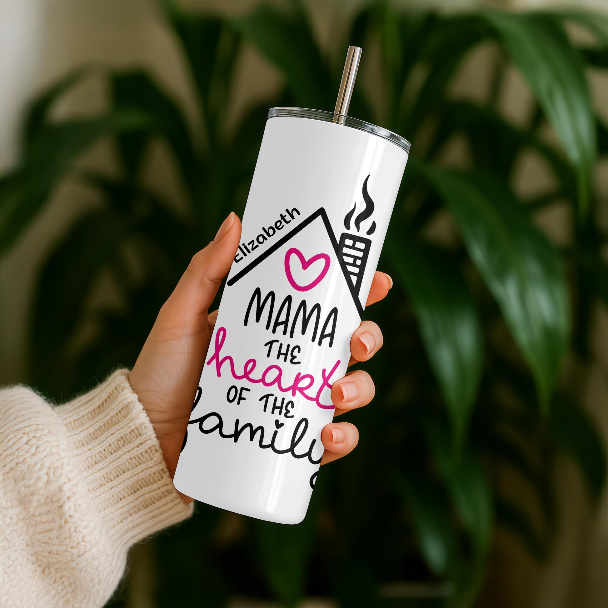 Mama Tumbler with Heart, Motherhood Aesthetic 20oz Skinny Tumbler, Best Mom Gift from Daughter, Minimalist Mother’s Day Cup