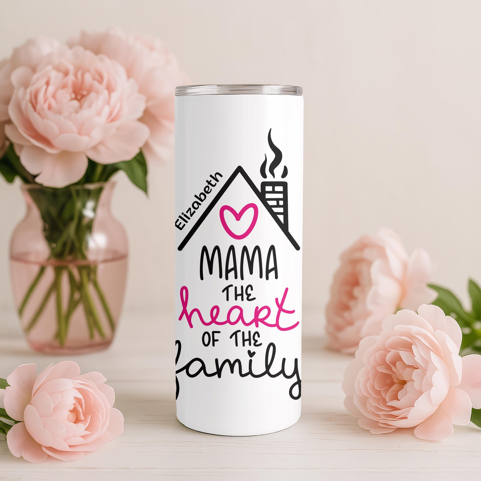 Mama Tumbler with Heart, Motherhood Aesthetic 20oz Skinny Tumbler, Best Mom Gift from Daughter, Minimalist Mother’s Day Cup