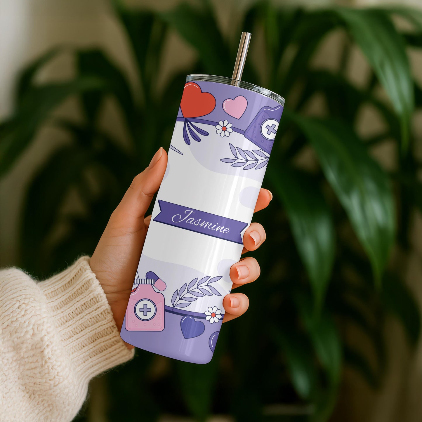Personalized Nurse Tumbler 20oz Skinny Tumbler: Healthcare Worker Gift, Medical Professional Travel Mug