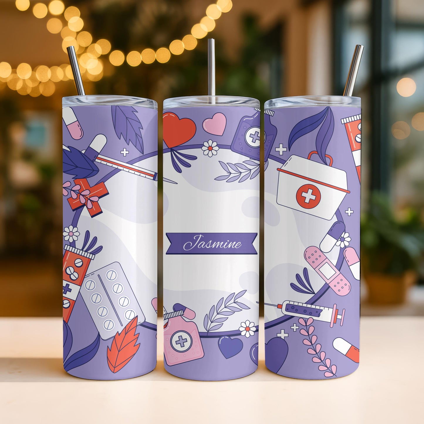 Personalized Nurse Tumbler 20oz Skinny Tumbler: Healthcare Worker Gift, Medical Professional Travel Mug