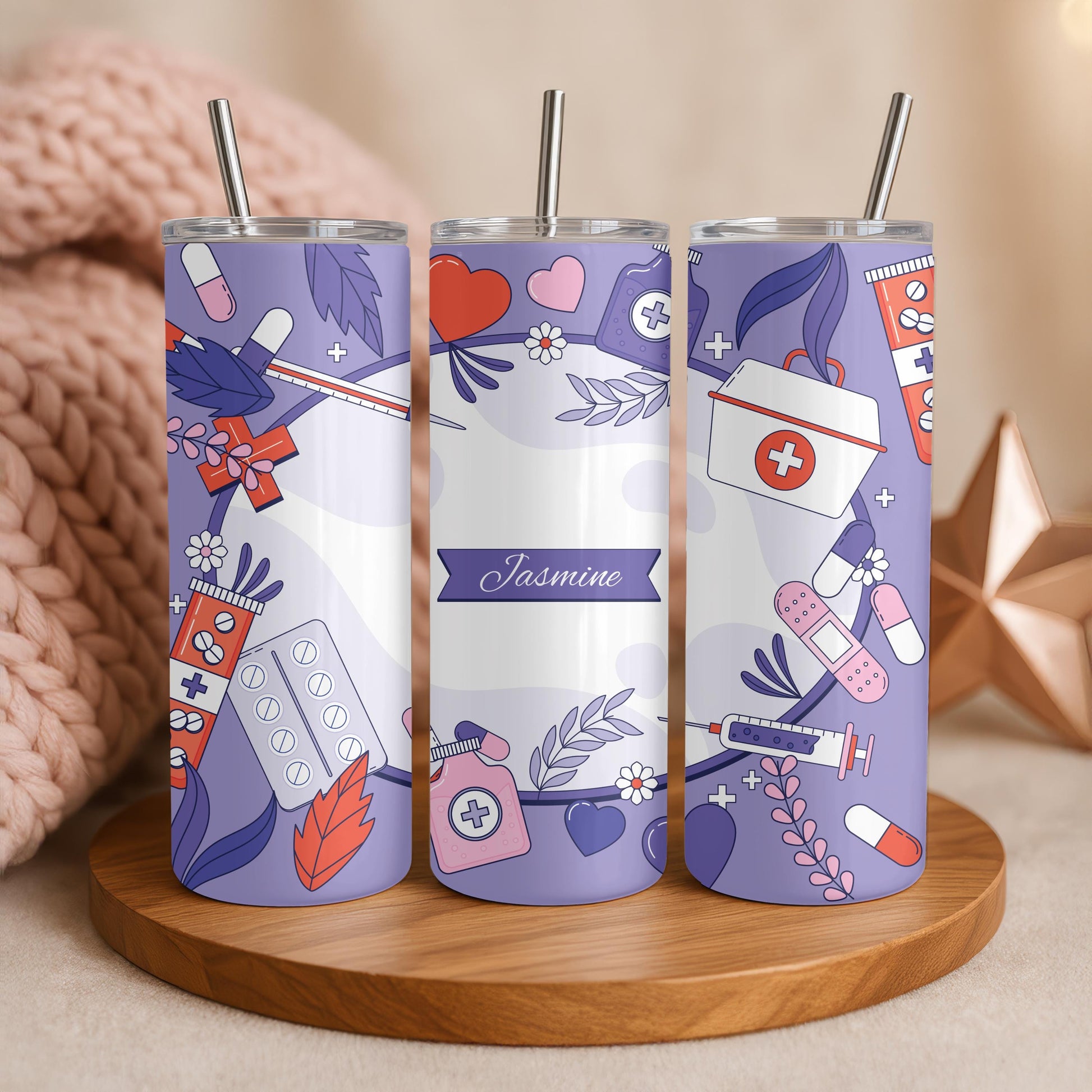 Personalized Nurse Tumbler 20oz Skinny Tumbler: Healthcare Worker Gift, Medical Professional Travel Mug