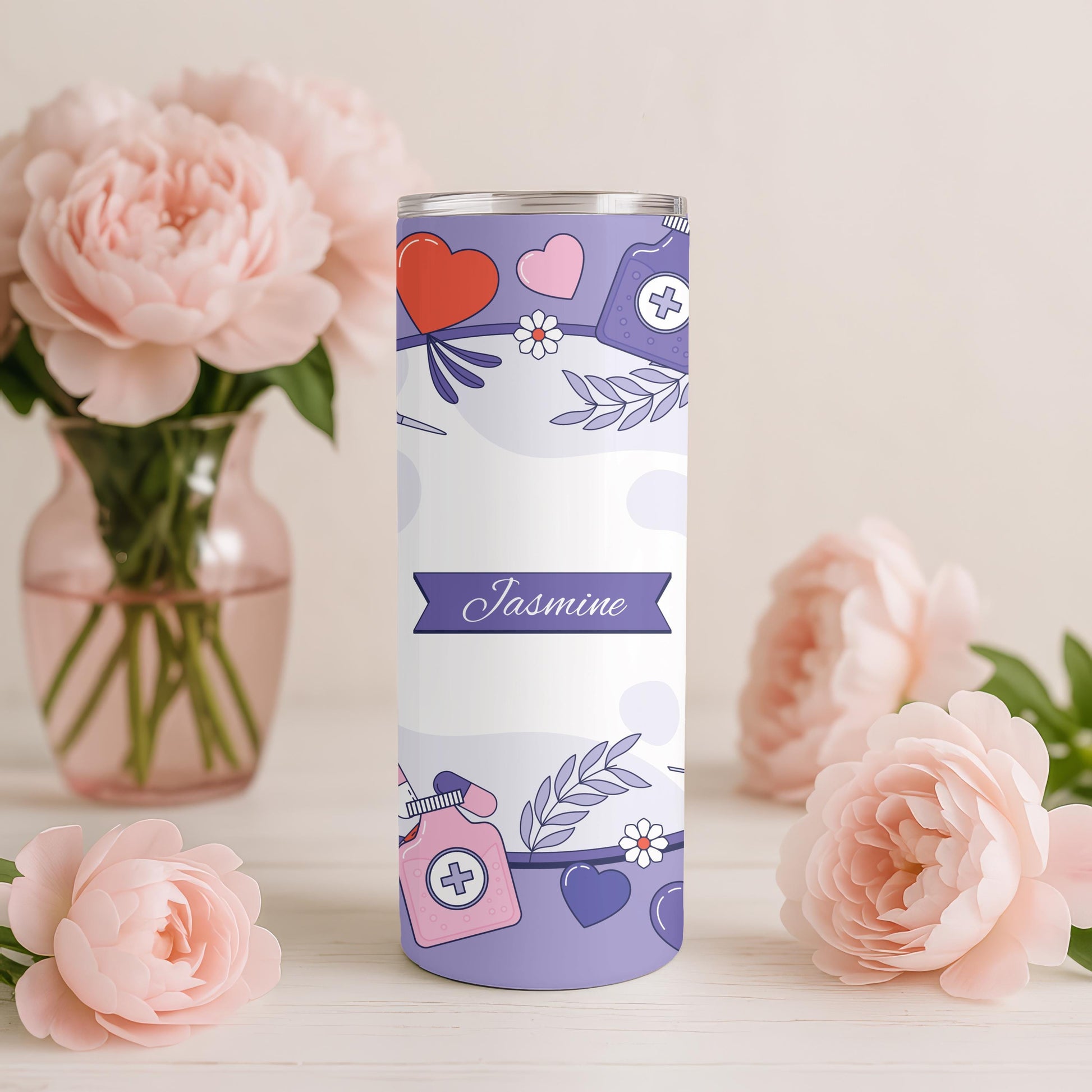 Personalized Nurse Tumbler 20oz Skinny Tumbler: Healthcare Worker Gift, Medical Professional Travel Mug