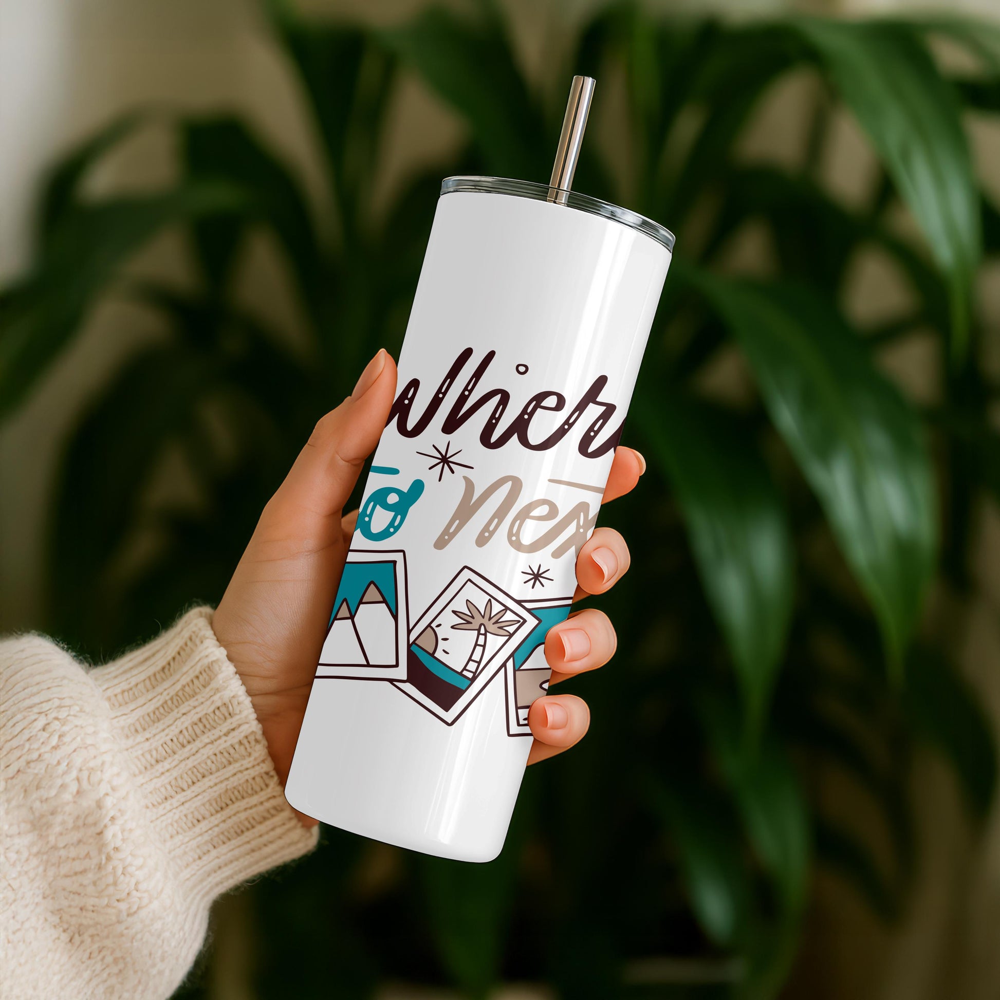 Where To Next Tumbler: Personalized Travel Gift 20oz Skinny Tumbler, Wanderlust Travel Mug, Custom Name Adventure Cup