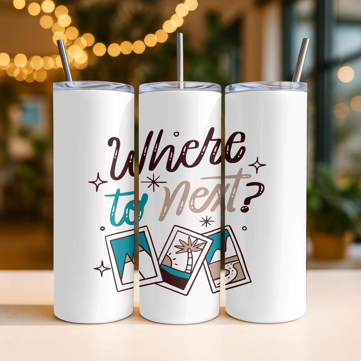 Where To Next Tumbler: Personalized Travel Gift 20oz Skinny Tumbler, Wanderlust Travel Mug, Custom Name Adventure Cup