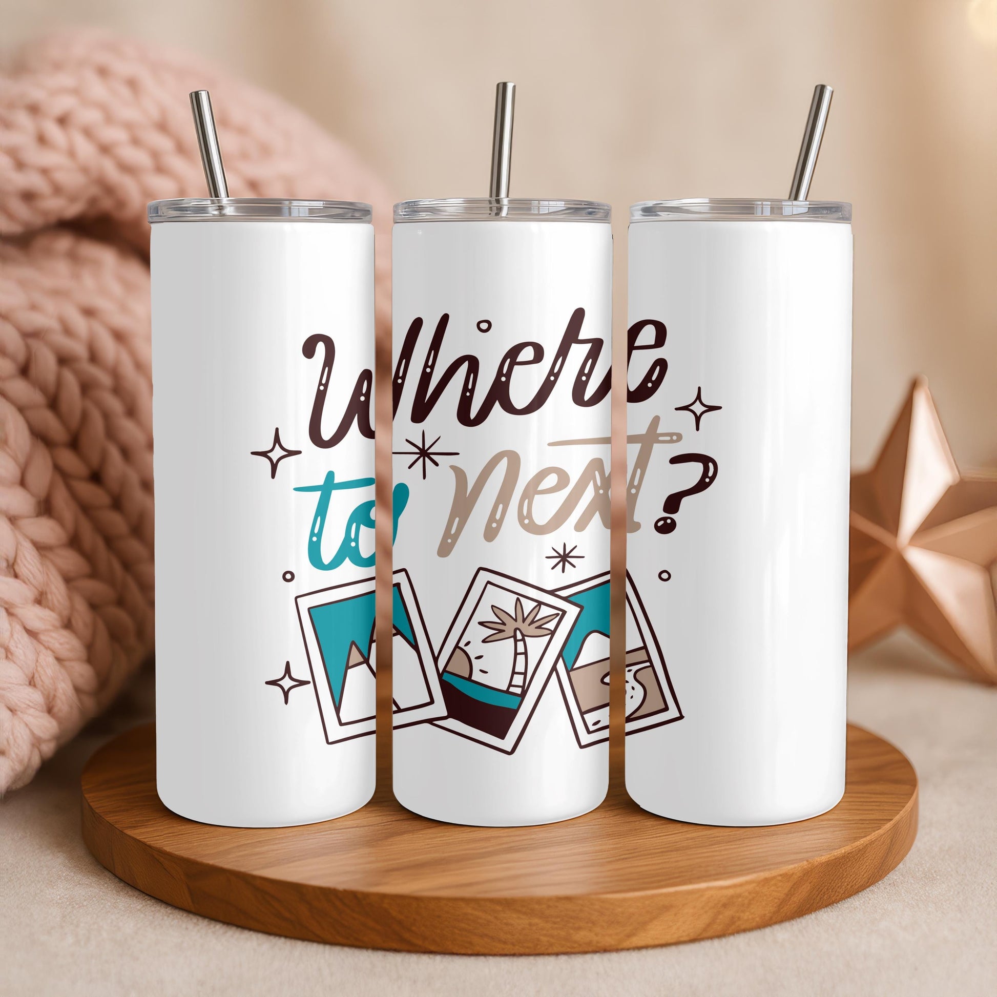 Where To Next Tumbler: Personalized Travel Gift 20oz Skinny Tumbler, Wanderlust Travel Mug, Custom Name Adventure Cup