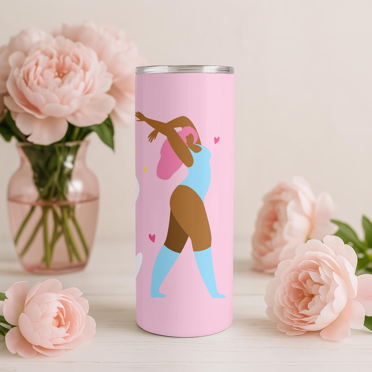 Inspirational Gift Tumbler: Be Proud of Your Body 20oz Skinny Tumbler, Self Care Travel Mug, Body Positivity Cup