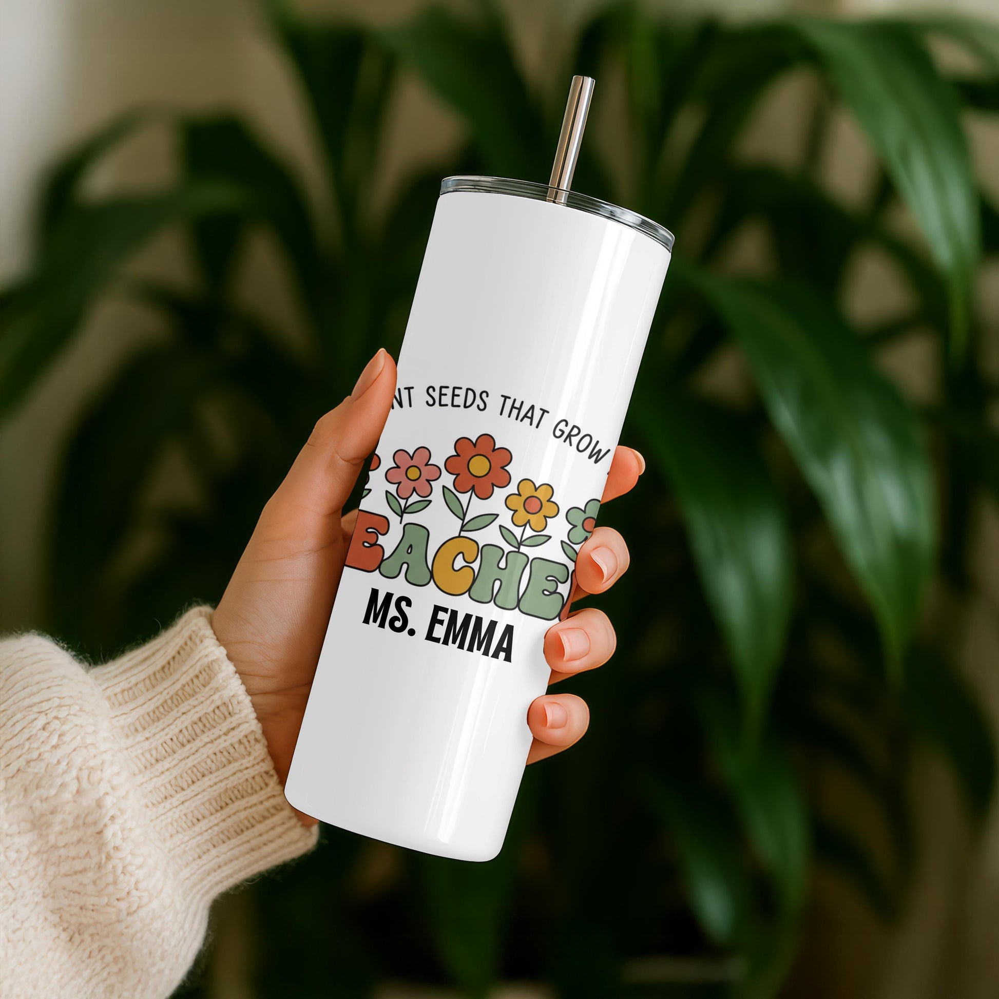 Personalized Teacher Tumbler, Custom Name Gift for Her, 20oz Skinny Tumbler, Back to School Gift