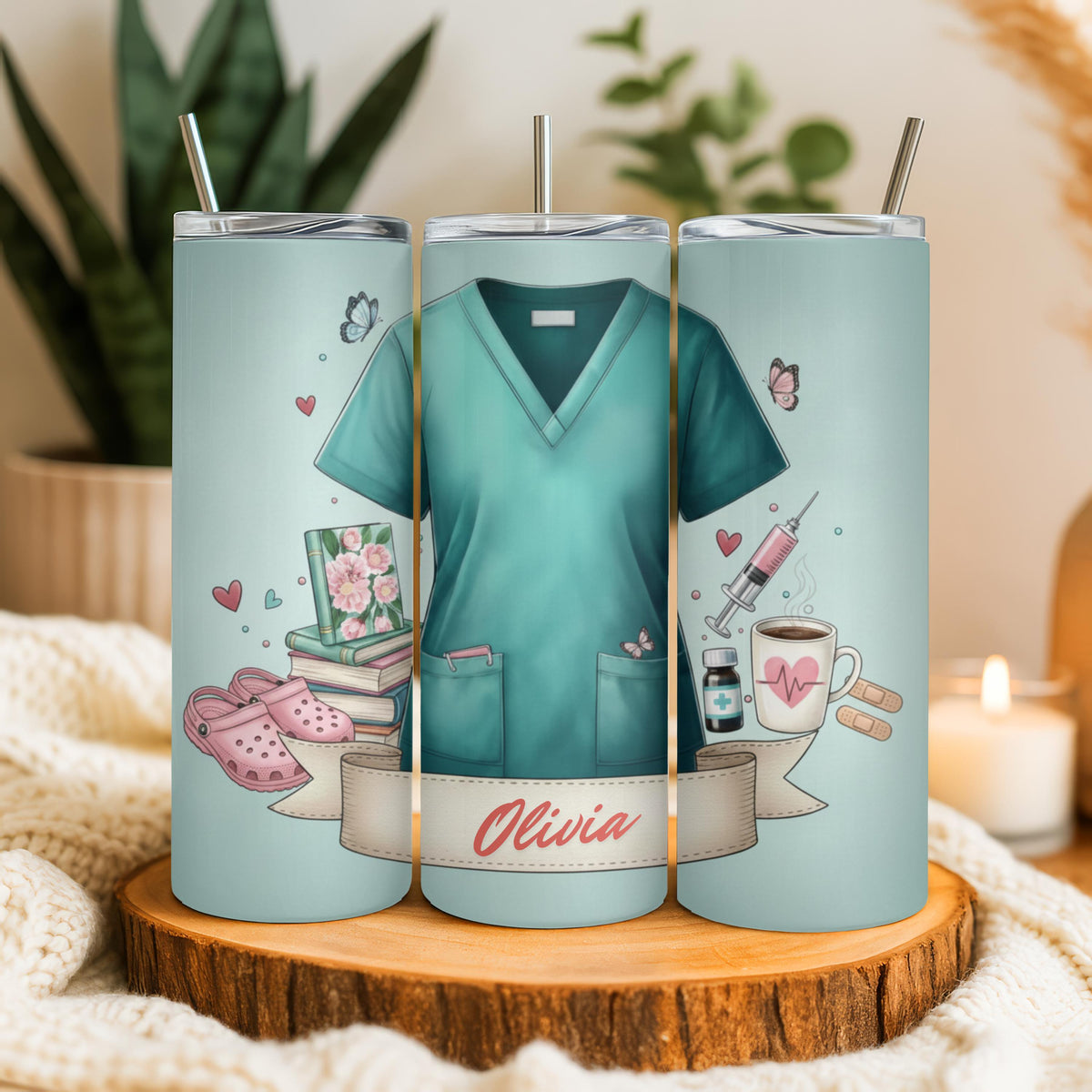 Nurse Tumbler with Name, Personalized Nurse Gift, 20oz Skinny Tumbler for RN, Medical Student Graduation Gift