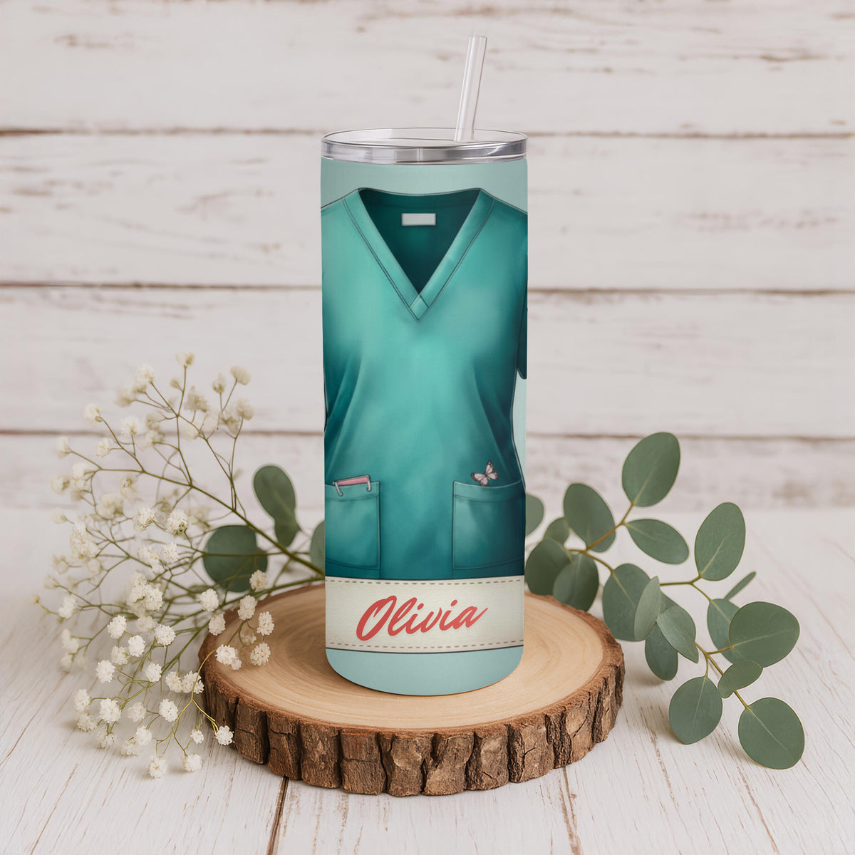 Nurse Tumbler with Name, Personalized Nurse Gift, 20oz Skinny Tumbler for RN, Medical Student Graduation Gift