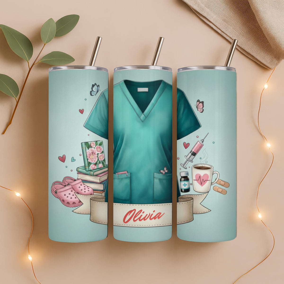 Nurse Tumbler with Name, Personalized Nurse Gift, 20oz Skinny Tumbler for RN, Medical Student Graduation Gift