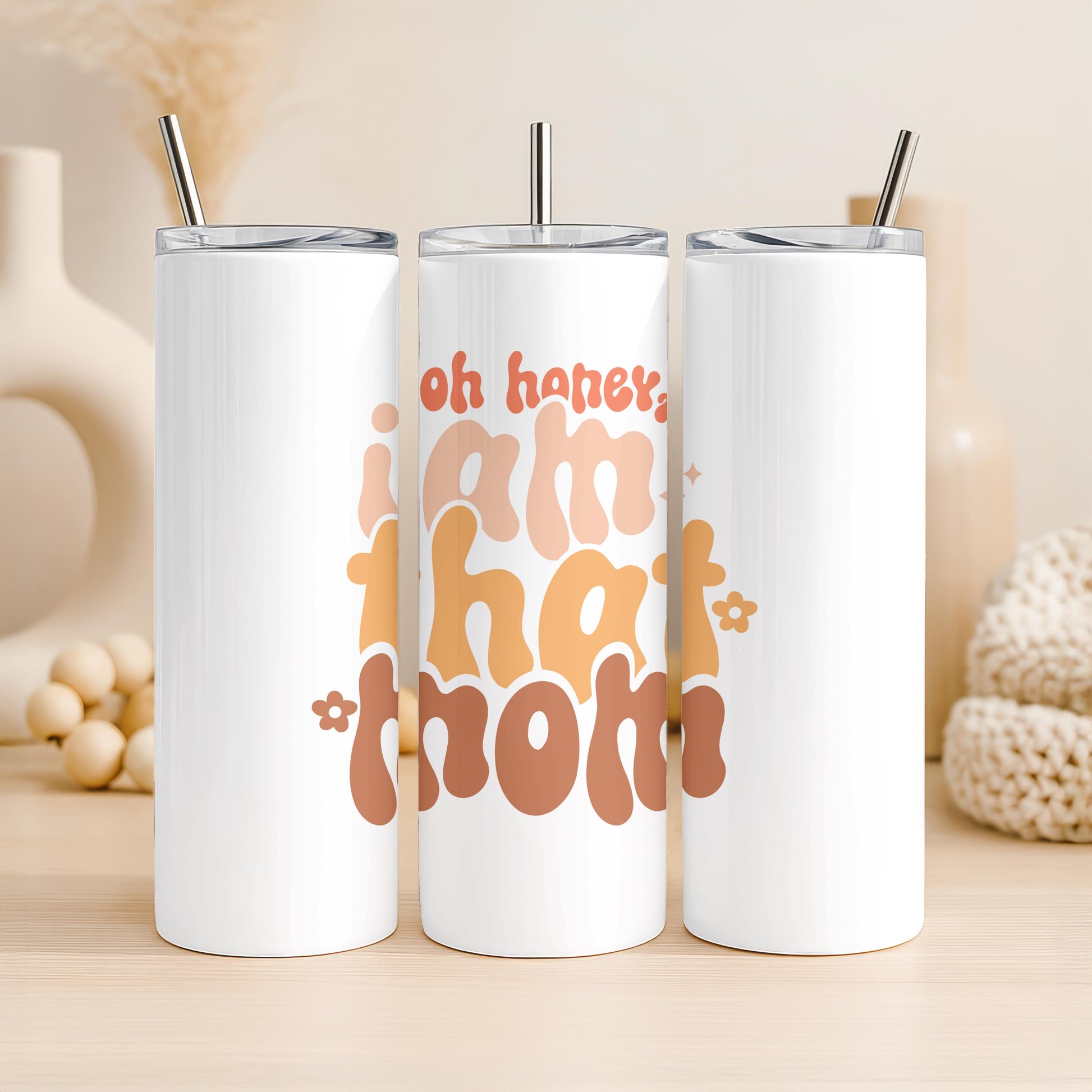 Retro Mama Tumbler, Funny Oh Honey I Am That Mom Cup, Aesthetic Mother's Day Gift, 20oz Skinny Travel Mug