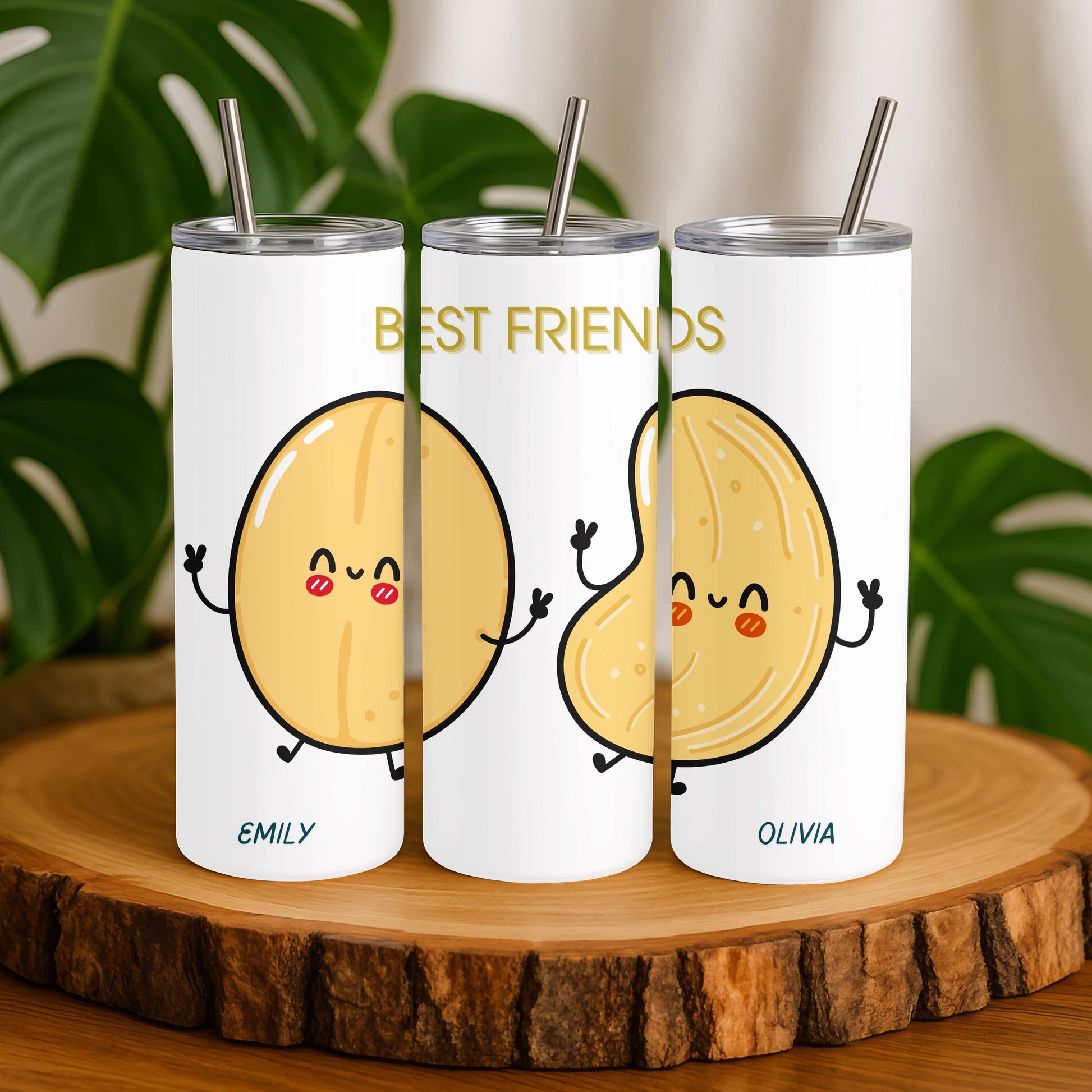 Personalized Best Friends Tumbler with Names, Bestie Birthday Gift for Her, Custom Long Distance Friendship 20oz Skinny Tumbler
