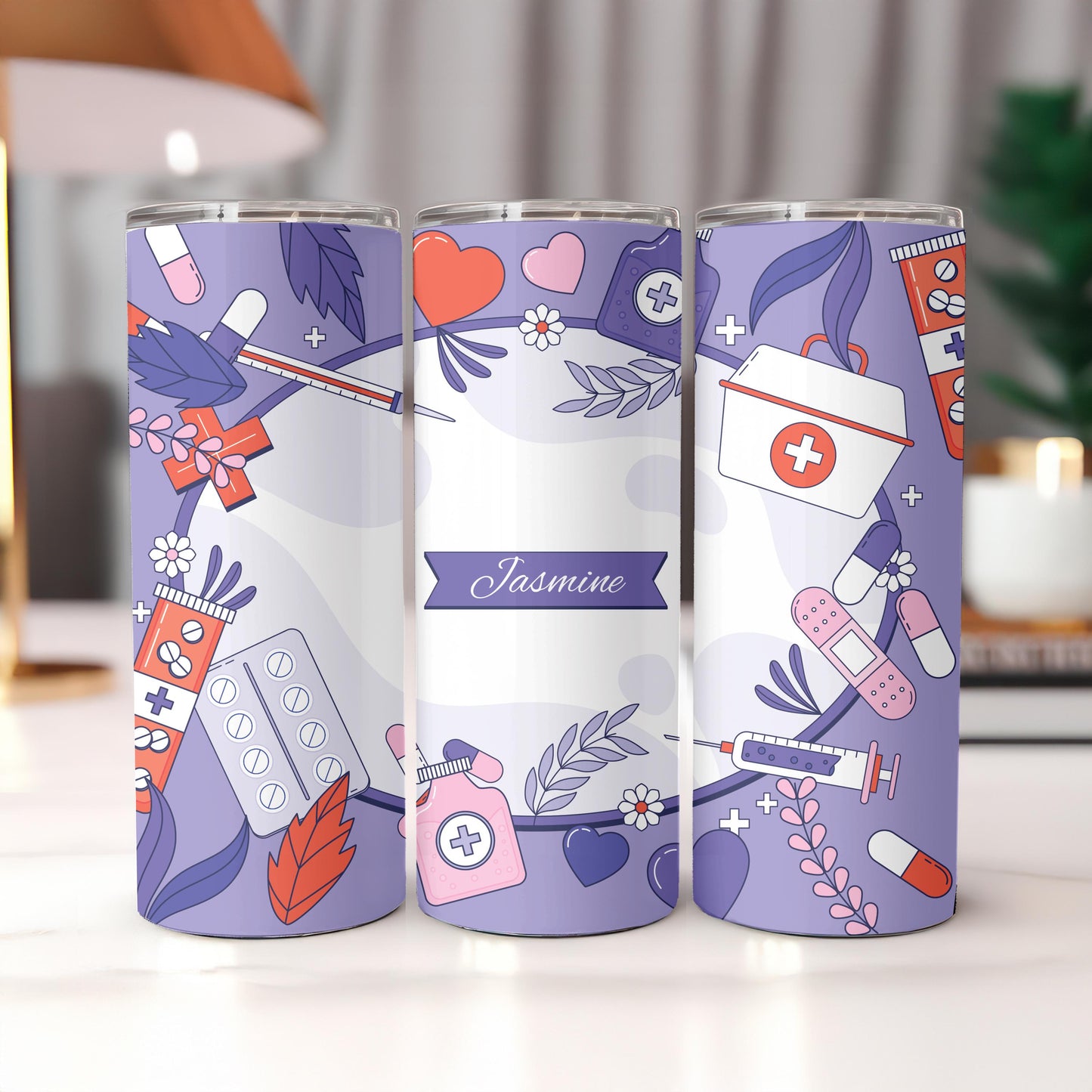 Personalized Nurse Tumbler 20oz Skinny Tumbler: Healthcare Worker Gift, Medical Professional Travel Mug