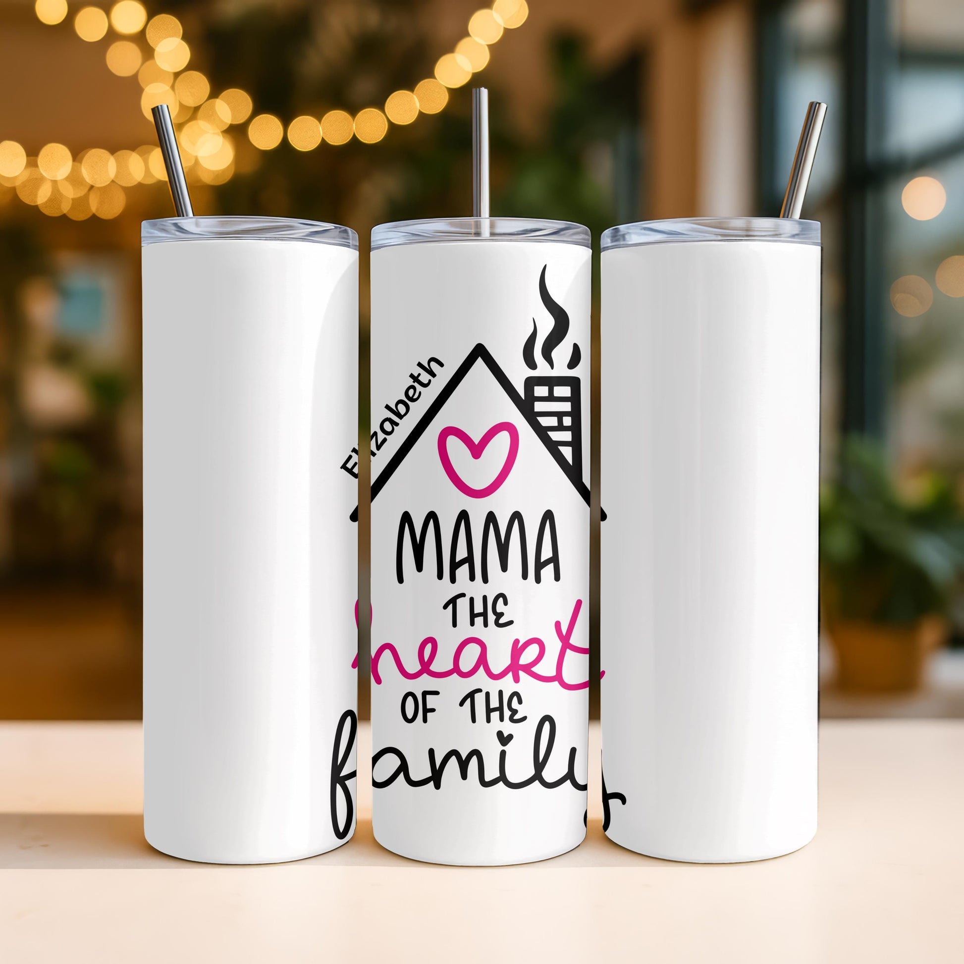 Mama Tumbler with Heart, Motherhood Aesthetic 20oz Skinny Tumbler, Best Mom Gift from Daughter, Minimalist Mother’s Day Cup