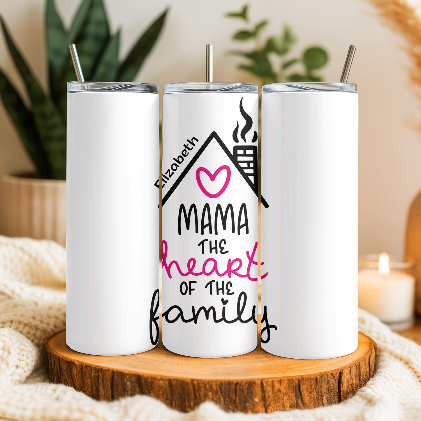 Mama Tumbler with Heart, Motherhood Aesthetic 20oz Skinny Tumbler, Best Mom Gift from Daughter, Minimalist Mother’s Day Cup