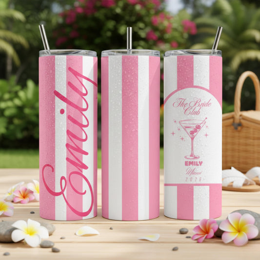 Custom Bridesmaid Tumbler Bachelorette Party Matching Tumbler for Bridesmaids The Bride Club Custom 20oz Skinny Tumbler