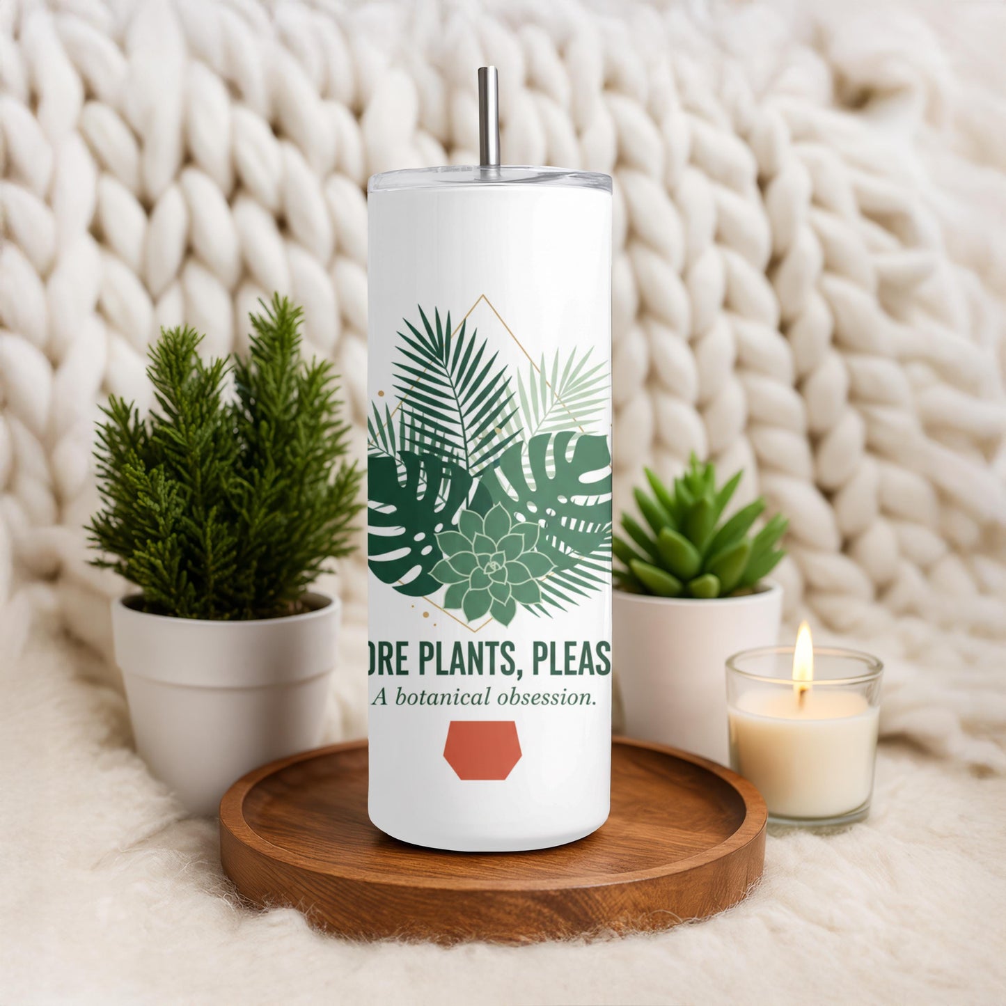 More Plants Please Tumbler, Urban Jungle Houseplant Gift, Botanical 20oz Skinny Tumbler