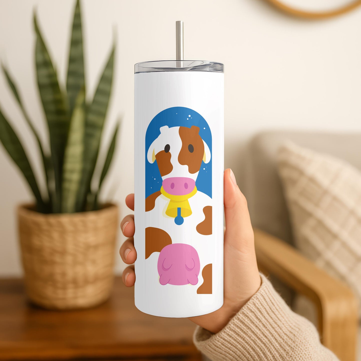 Kawaii Farm Animal Tumbler, Cute Cow Duck Frog 20oz Skinny Tumbler, Aesthetic Cottagecore Gift, Pastel Animal Travel Cup