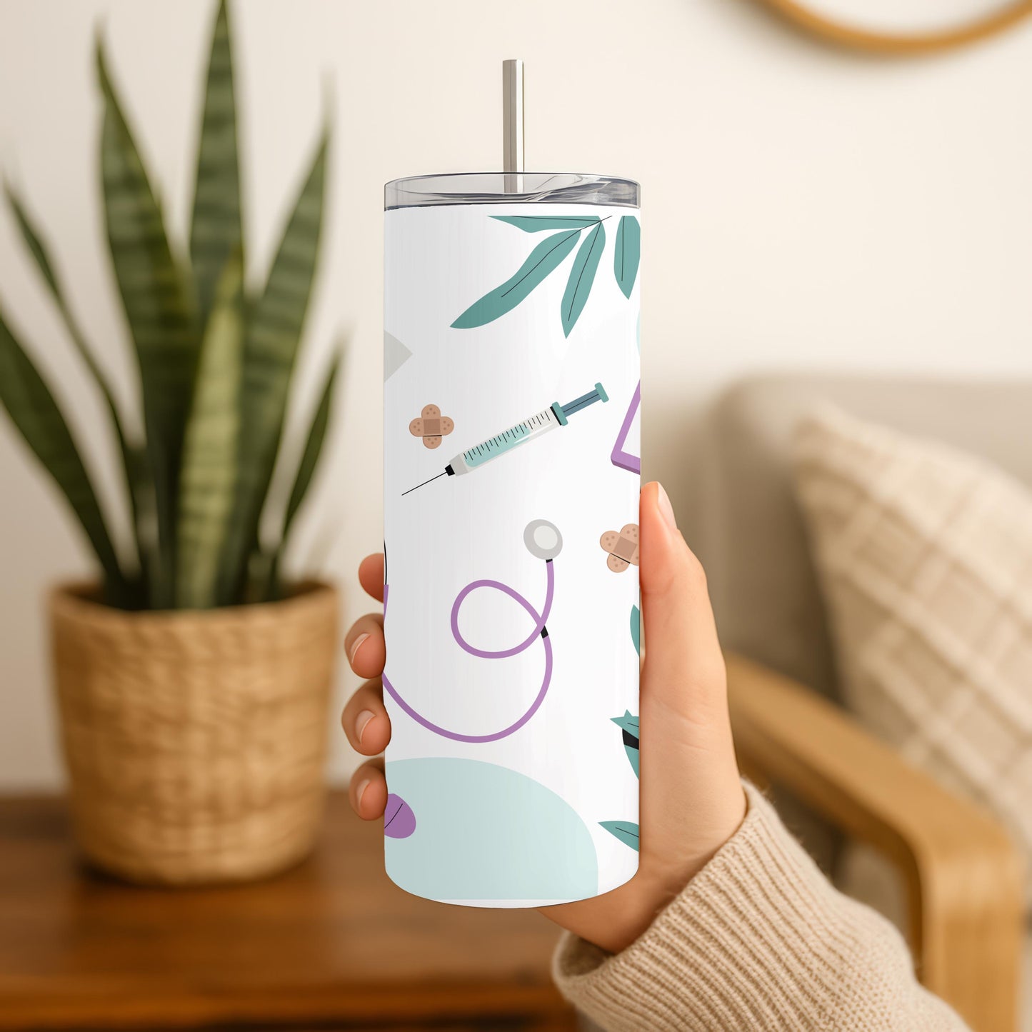 Personalized Nurse Tumbler: Custom Name 20oz Skinny Tumbler, Registered Nurse Gift, Healthcare Worker Travel Mug