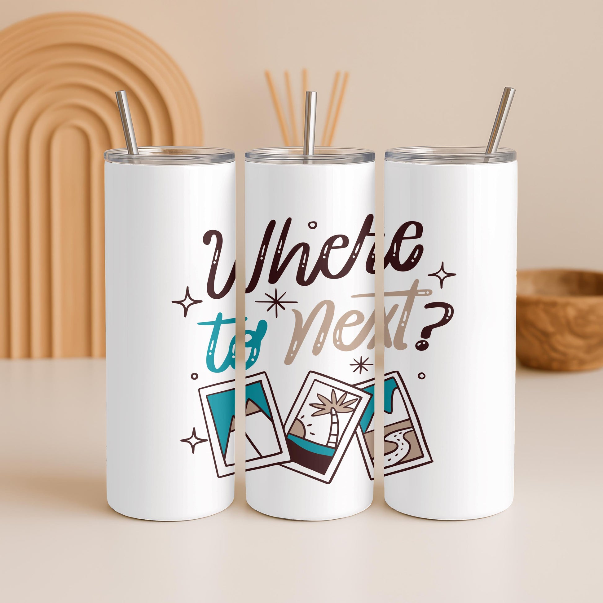 Where To Next Tumbler: Personalized Travel Gift 20oz Skinny Tumbler, Wanderlust Travel Mug, Custom Name Adventure Cup