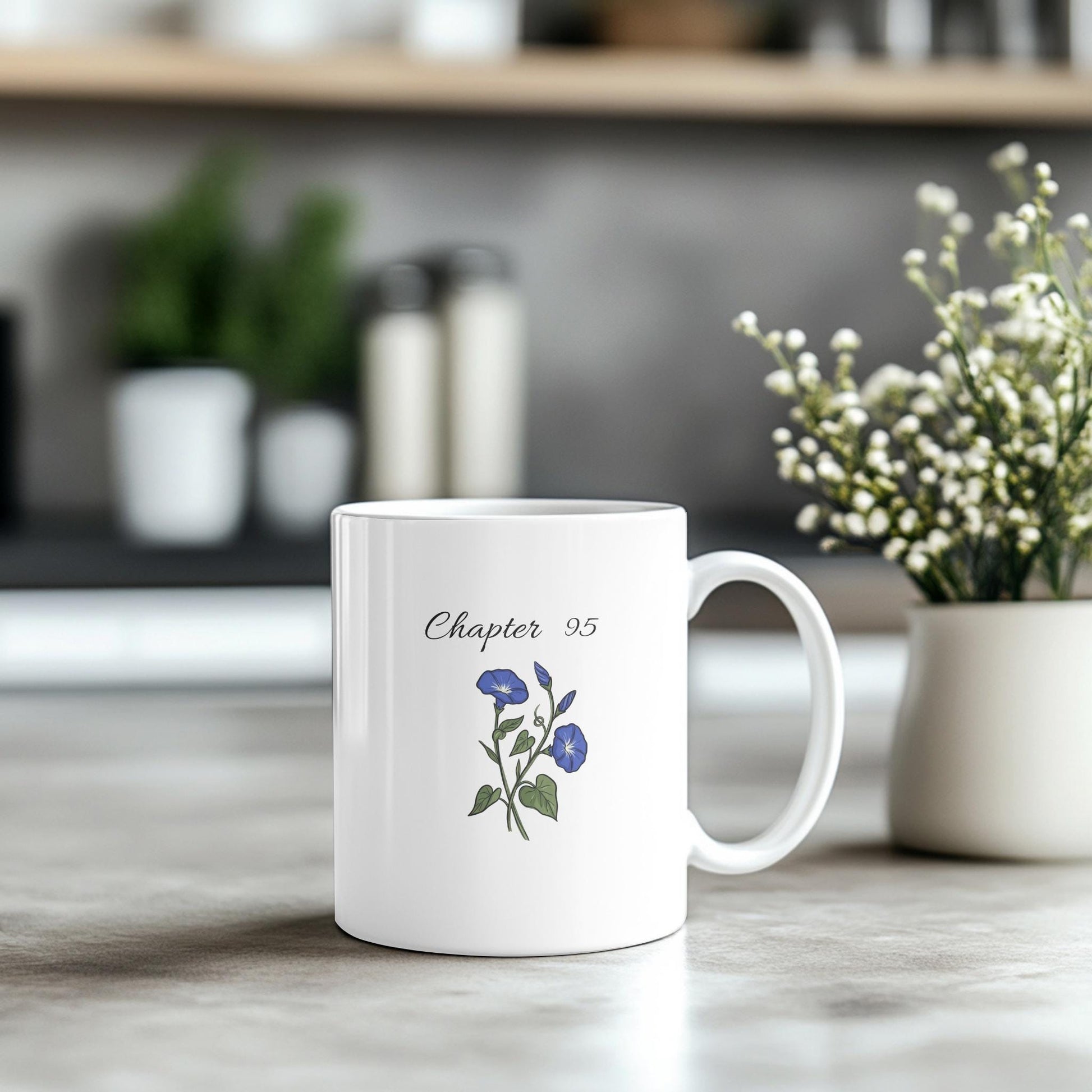 Chapter 95 Floral Birthday Mug, Custom Birth Month Flower Gift, Personalized 95th Birthday Cup, Birthday Gift for Her