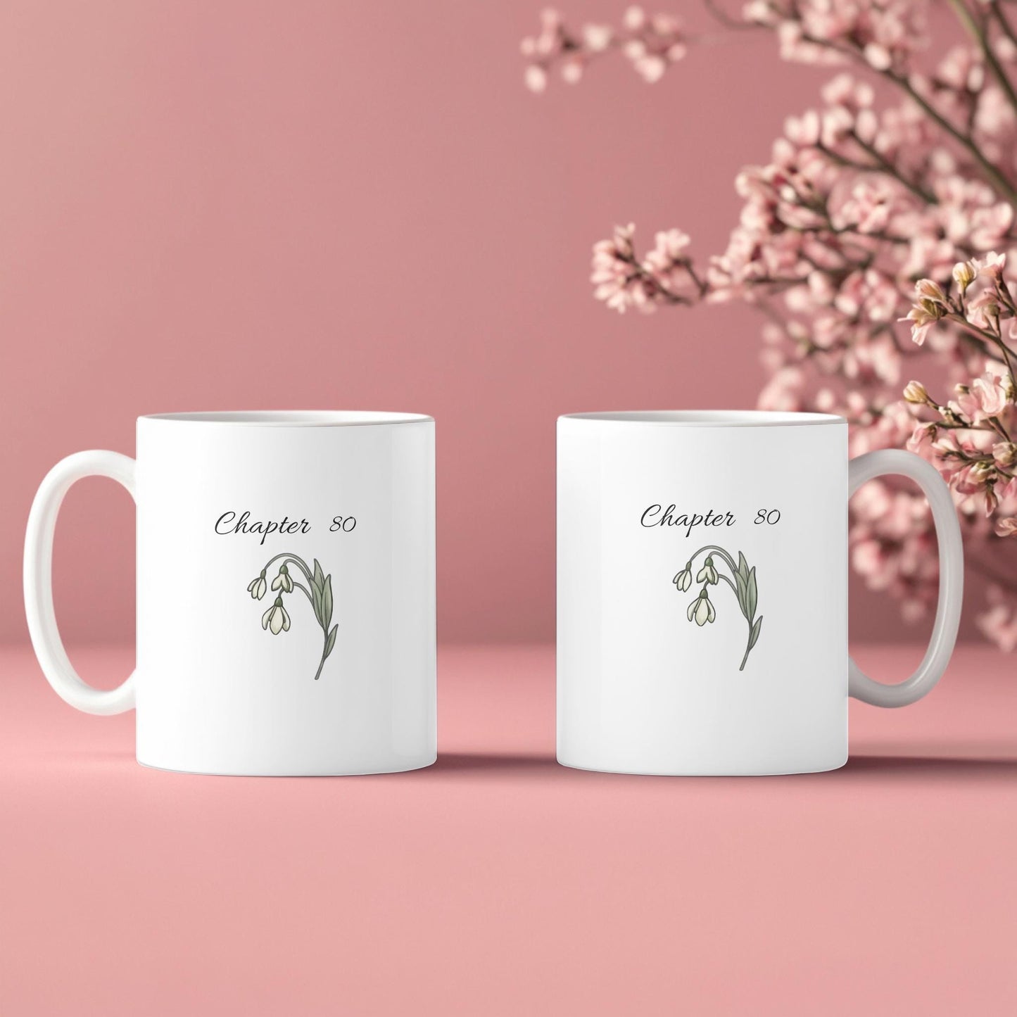 Chapter 80 Floral Birthday Mug, Custom Birth Month Flower Gift, Personalized 80th Birthday Cup, Birthday Gift for Her