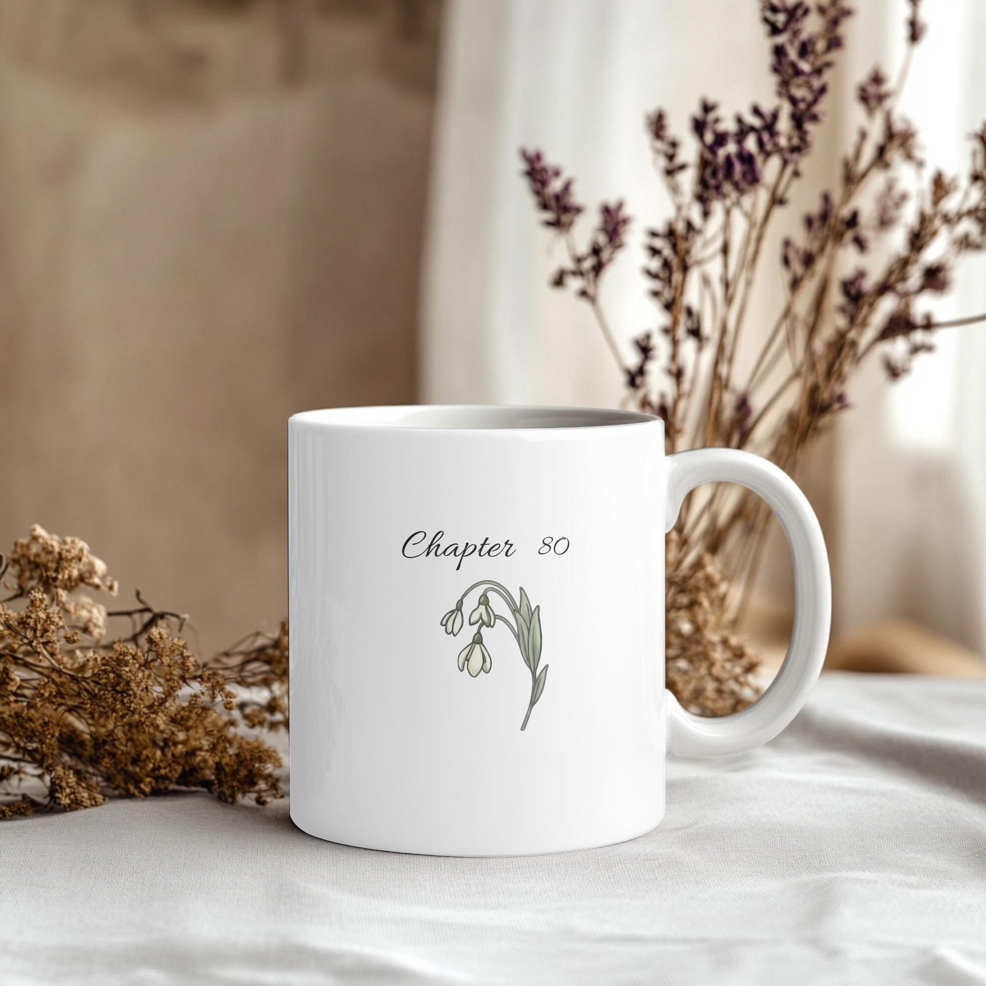 Chapter 80 Floral Birthday Mug, Custom Birth Month Flower Gift, Personalized 80th Birthday Cup, Birthday Gift for Her