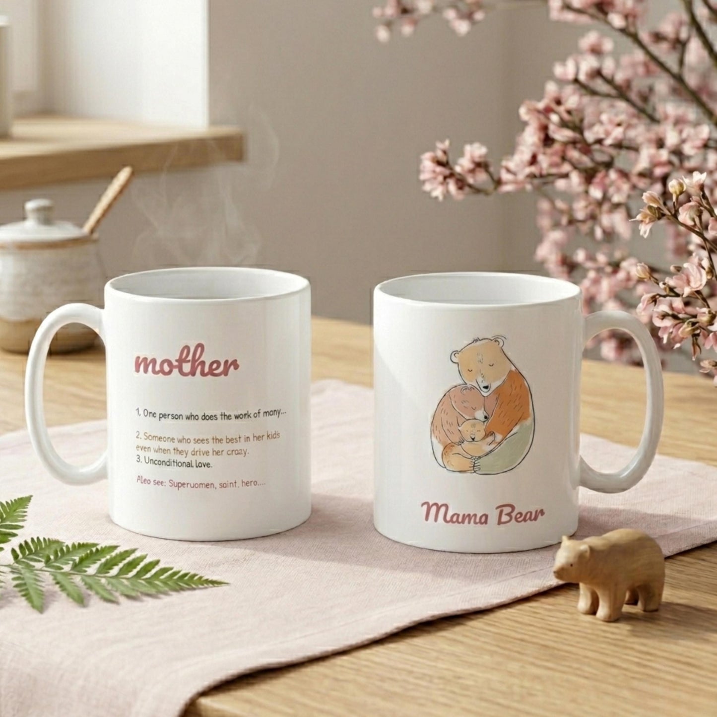 Mama Bear Mug Mother's Day Gift, Personalized Mother Definition Coffee Cup, Cute Mama Bear and Cub Mug, New Mom Gift