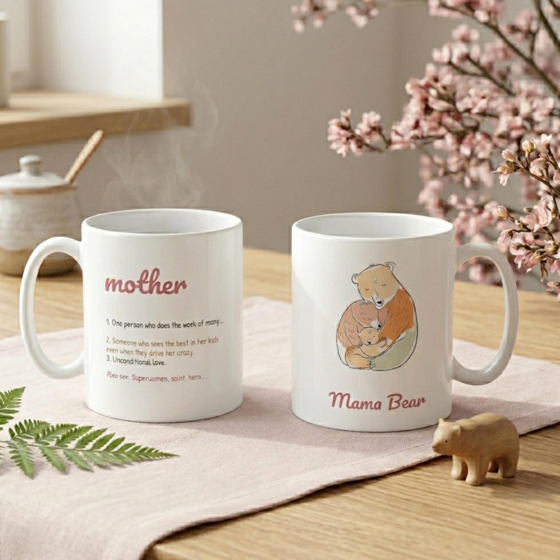 Mama Bear Mug Mother's Day Gift, Personalized Mother Definition Coffee Cup, Cute Mama Bear and Cub Mug, New Mom Gift
