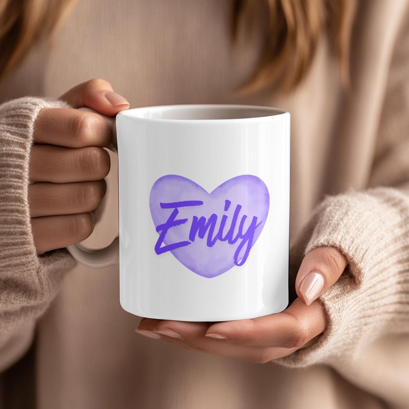Personalized Heart Mug with Custom Name, Custom Name Coffee Cup for Her, Aesthetic Gift