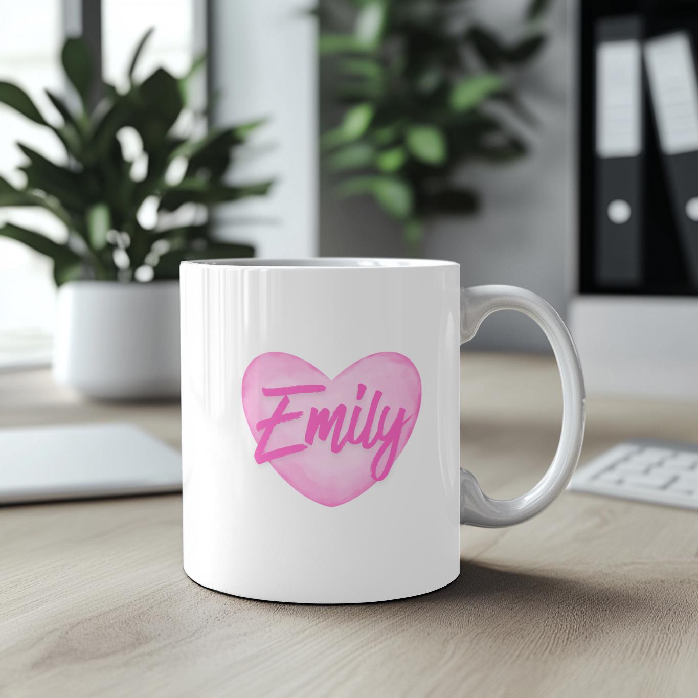 Personalized Heart Mug with Custom Name, Custom Name Coffee Cup for Her, Aesthetic Gift