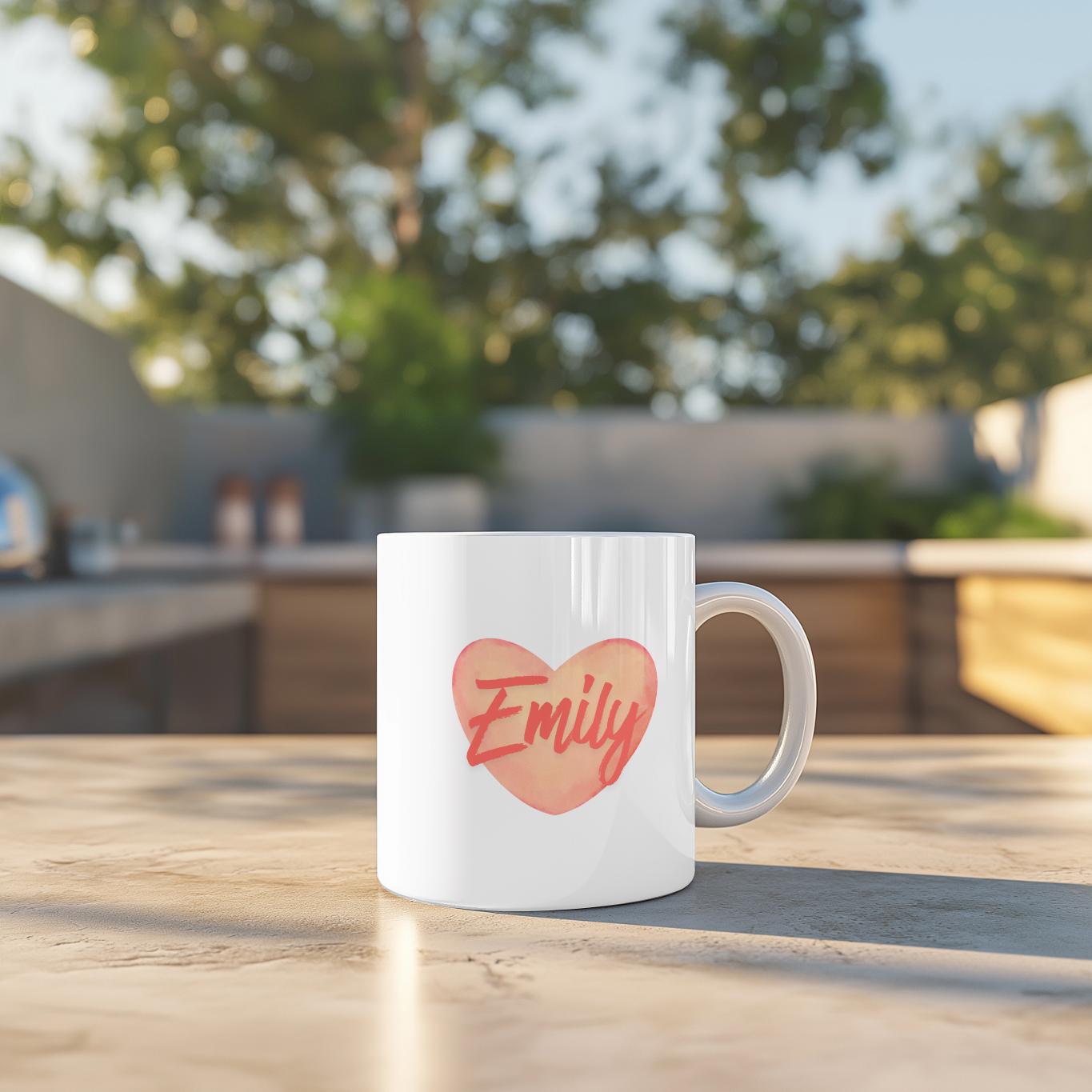 Personalized Heart Mug with Custom Name, Custom Name Coffee Cup for Her, Aesthetic Gift