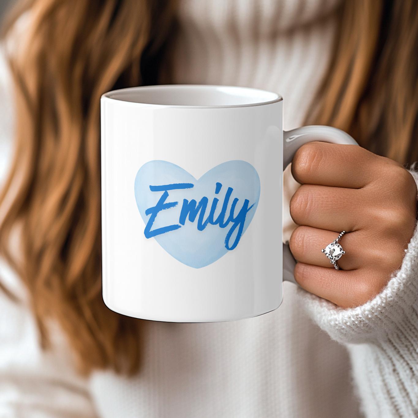 Personalized Heart Mug with Custom Name, Custom Name Coffee Cup for Her, Aesthetic Gift