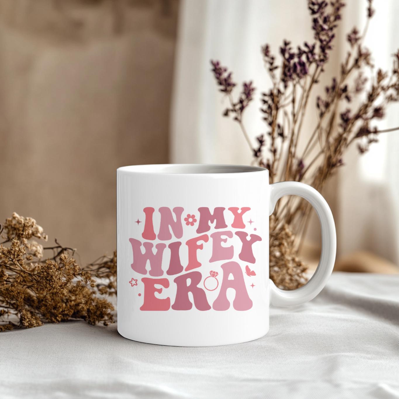 In My Wifey Era Mug, Future Mrs Coffee Cup, Bridal Shower Gift for Her, Engagement Present, Retro Bride to Be Mug, Aesthetic Wedding Gift