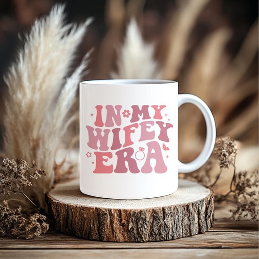 In My Wifey Era Mug, Future Mrs Coffee Cup, Bridal Shower Gift for Her, Engagement Present, Retro Bride to Be Mug, Aesthetic Wedding Gift