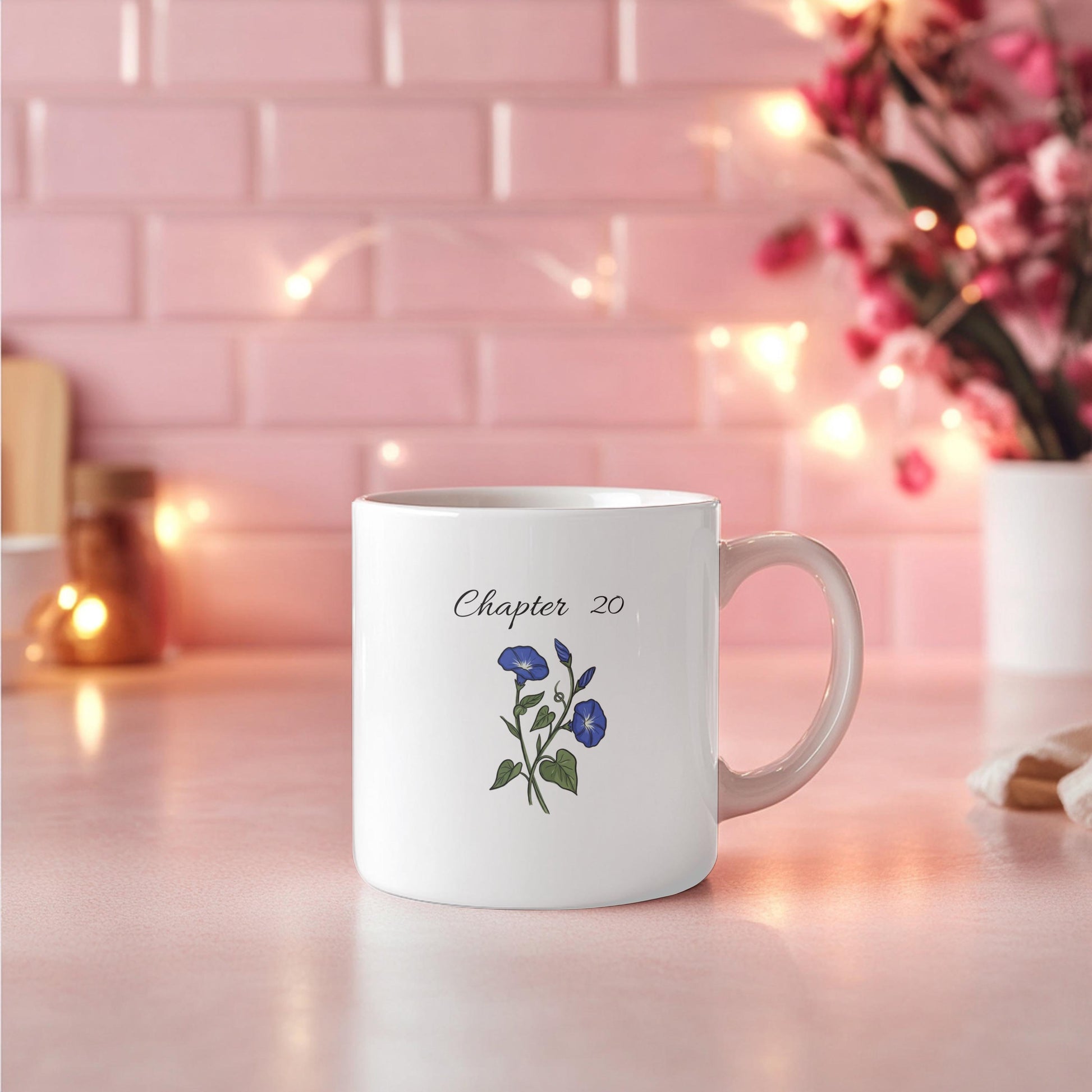 Chapter 20 Floral Birthday Mug, Custom Birth Month Flower Gift, Personalized 20th Birthday Cup, Birthday Gift for Her