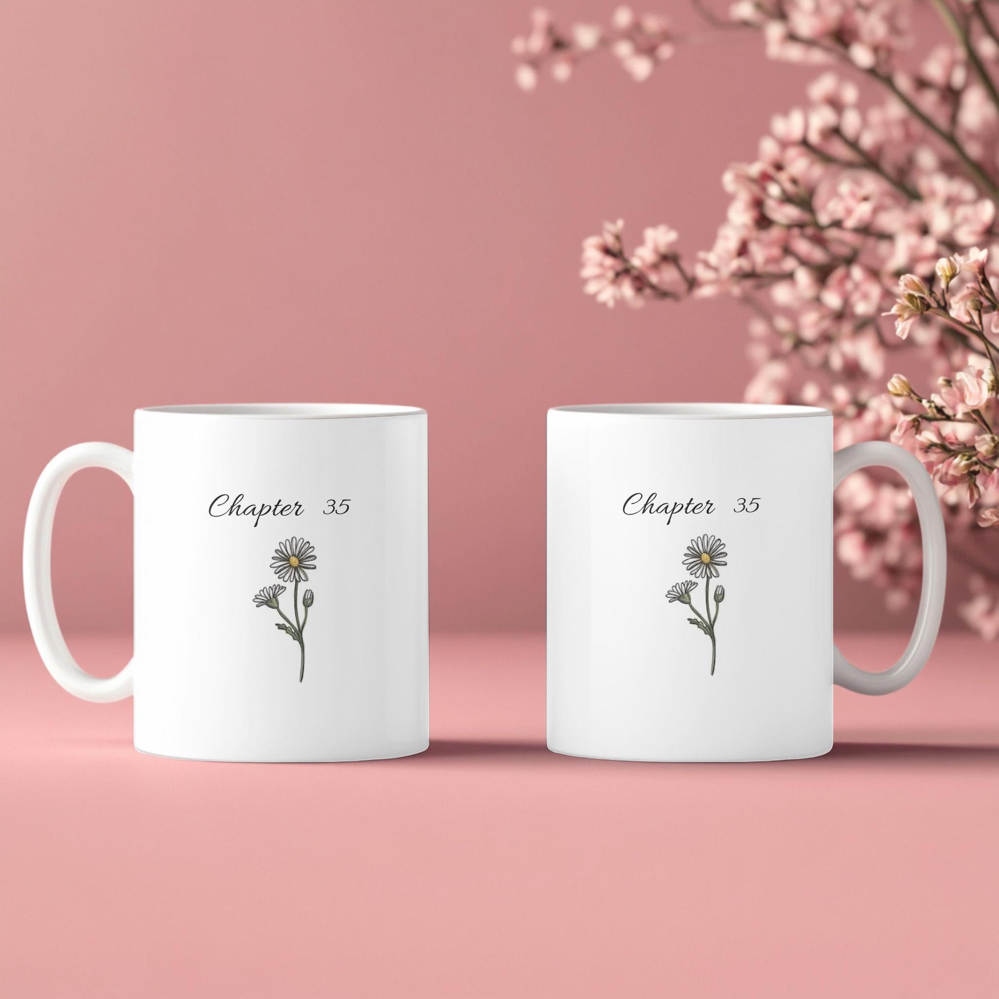 Chapter 35 Floral Birthday Mug, Custom Birth Month Flower Gift, Personalized 35th Birthday Cup, Birthday Gift for Her