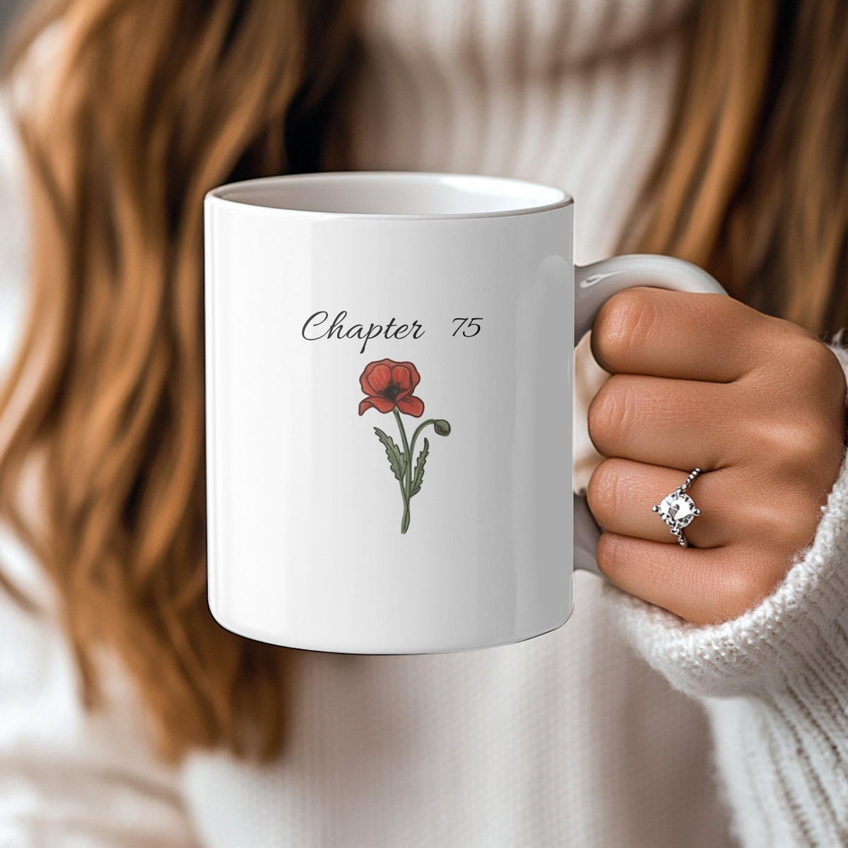 Chapter 75 Floral Birthday Mug, Custom Birth Month Flower Gift, Personalized 75th Birthday Cup, Birthday Gift for Her