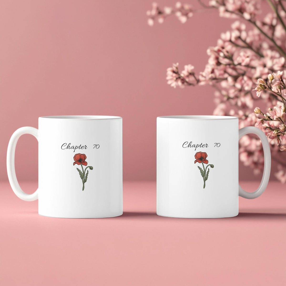 Chapter 70 Floral Birthday Mug, Custom Birth Month Flower Gift, Personalized 70th Birthday Cup, Birthday Gift for Her