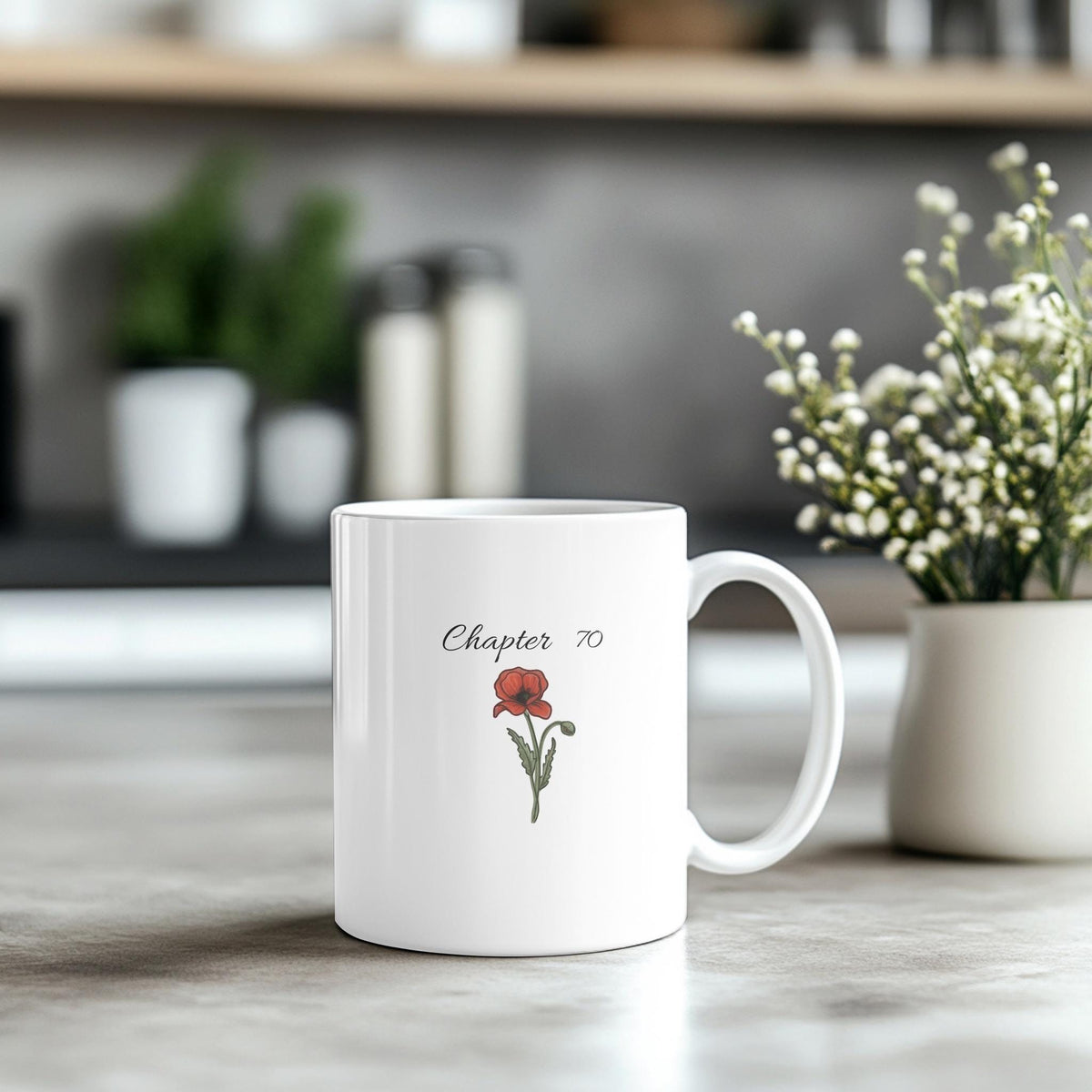 Chapter 70 Floral Birthday Mug, Custom Birth Month Flower Gift, Personalized 70th Birthday Cup, Birthday Gift for Her