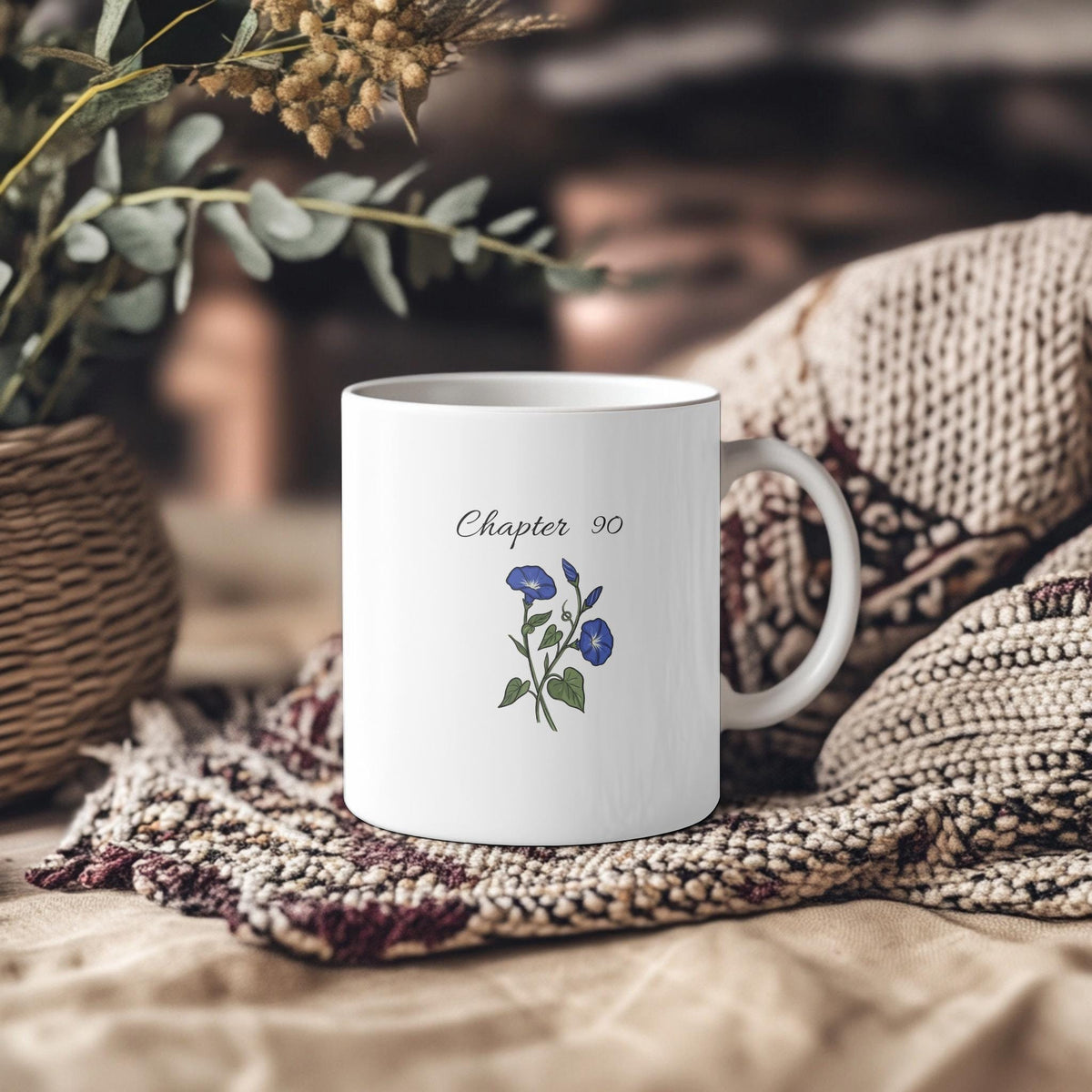Chapter 90 Floral Birthday Mug, Custom Birth Month Flower Gift, Personalized 90th Birthday Cup, Birthday Gift for Her