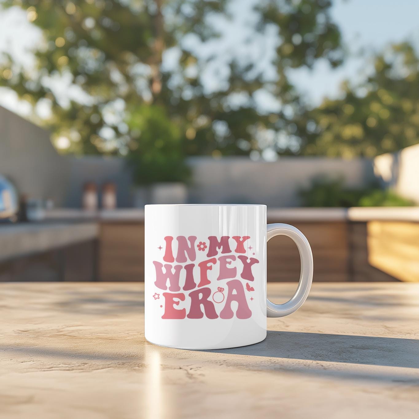 In My Wifey Era Mug, Future Mrs Coffee Cup, Bridal Shower Gift for Her, Engagement Present, Retro Bride to Be Mug, Aesthetic Wedding Gift